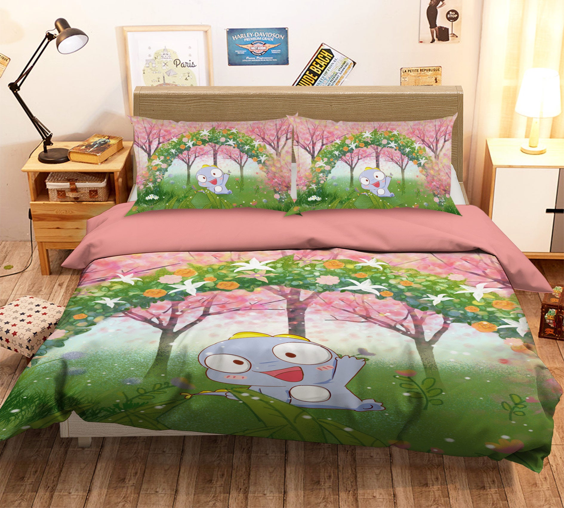 3D Cartoon Dinosaur Forest 12010 Bed Pillowcases Quilt