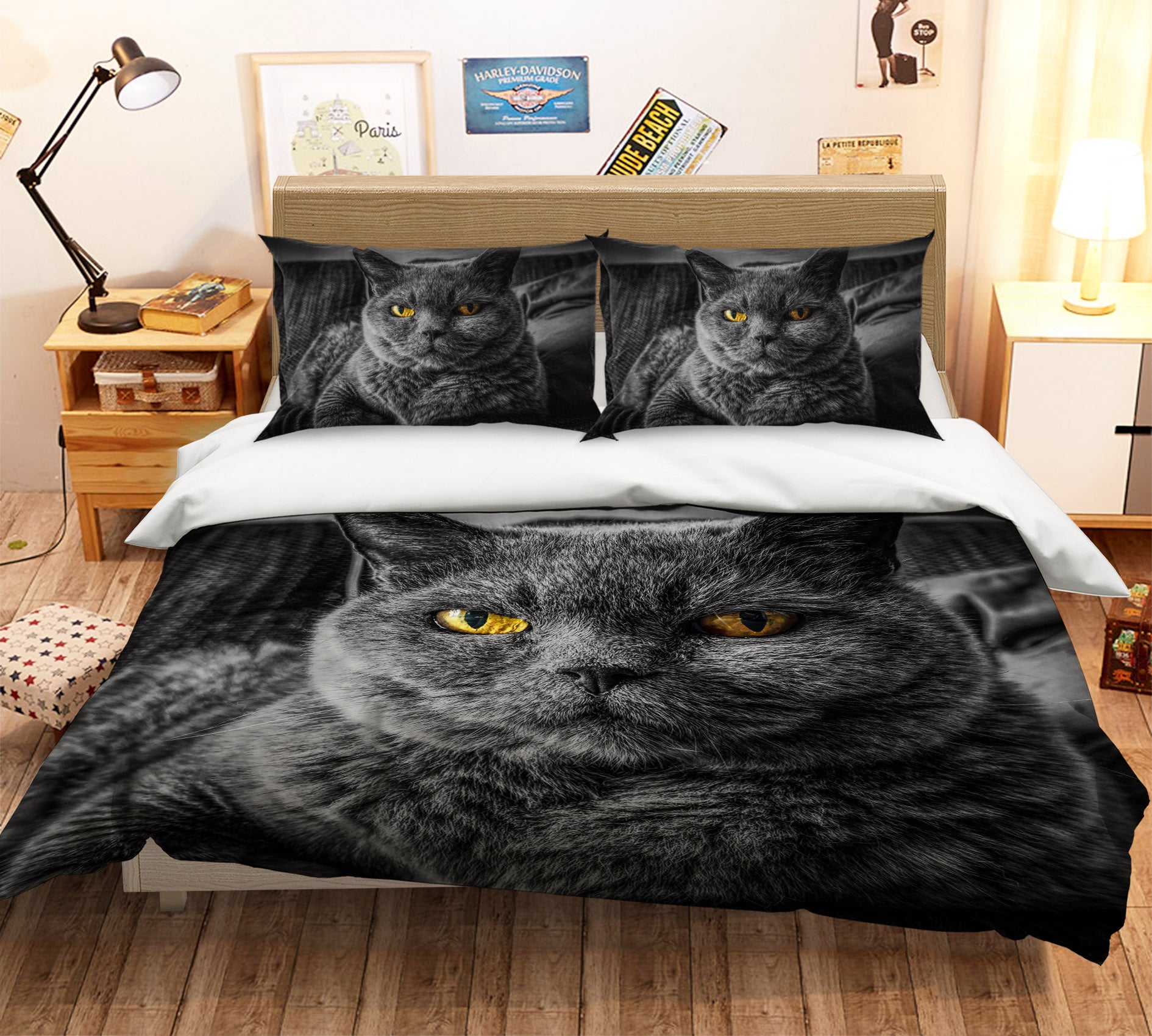 3D Black Kitten 039 Bed Pillowcases Quilt