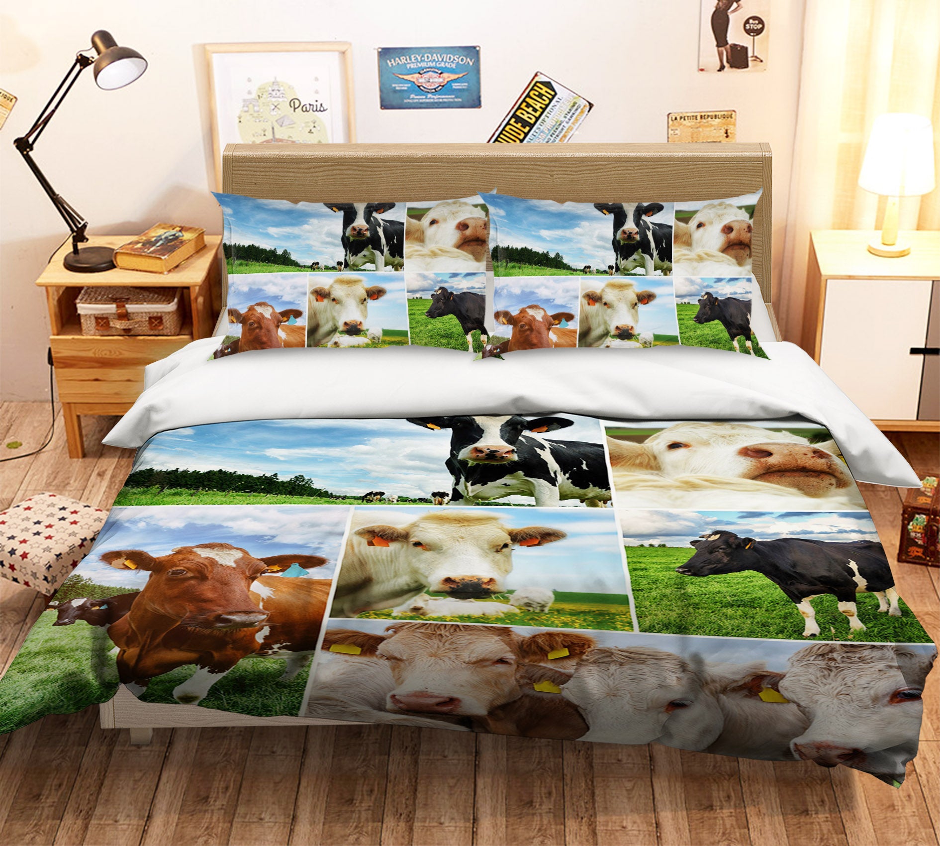 3D Farm Cow 042 Bed Pillowcases Quilt