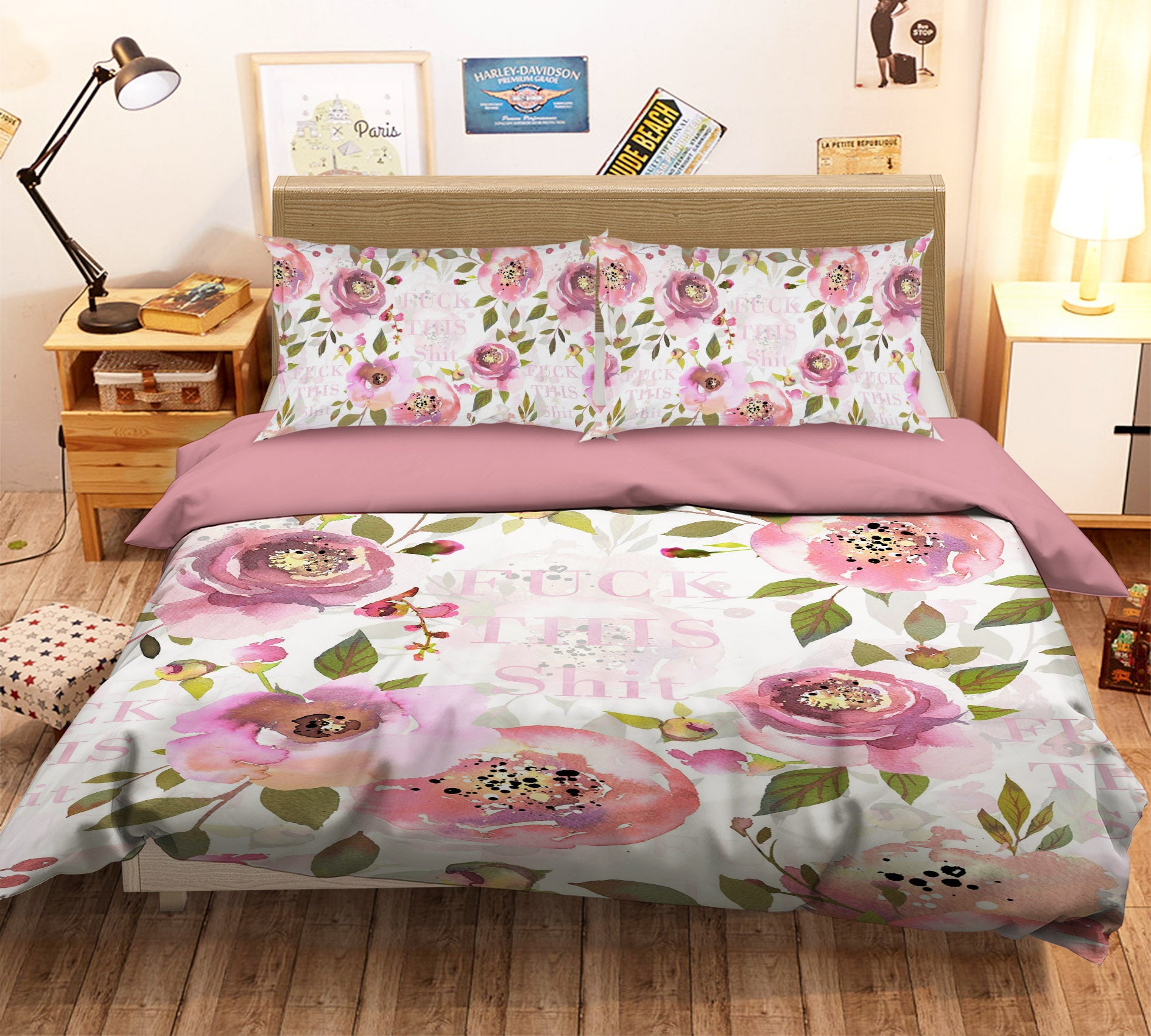 3D Pink Flowers Pattern 18171 Uta Naumann Bedding Bed Pillowcases Quilt