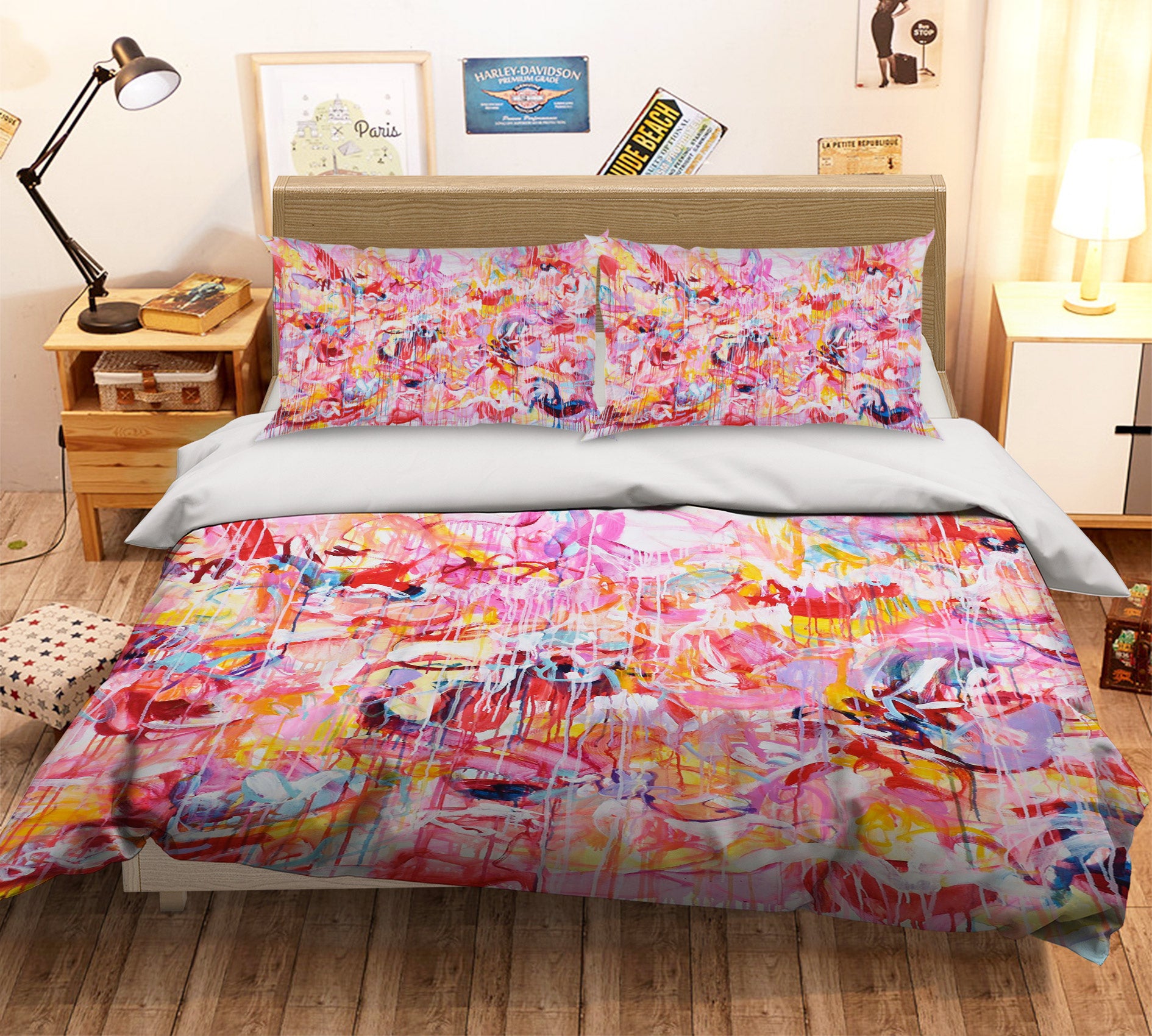 3D Pink Graffiti Art 1164 Misako Chida Bedding Bed Pillowcases Quilt Cover Duvet Cover
