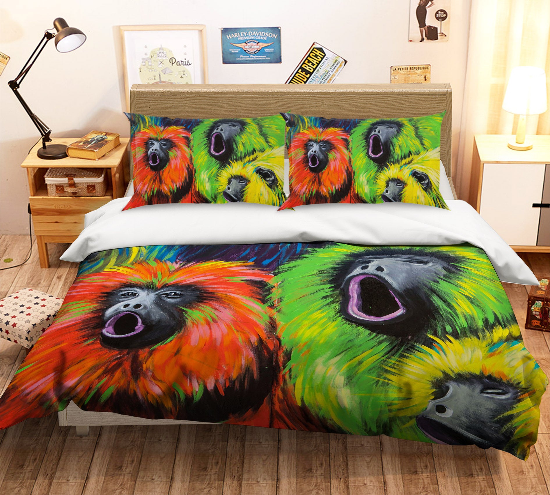 3D Color Monkey 139 Bed Pillowcases Quilt