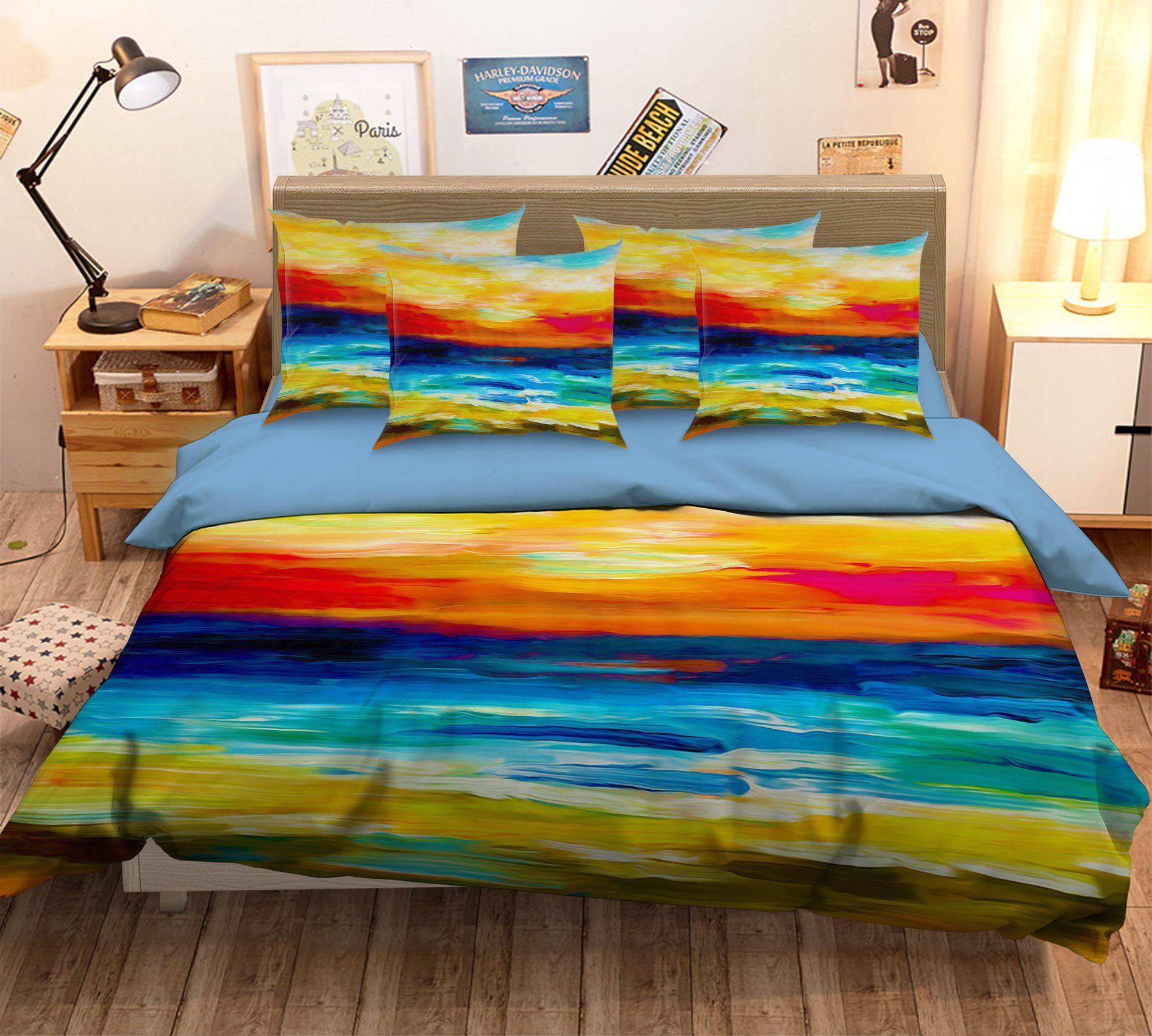 3D Paint Sunset 076 Bed Pillowcases Quilt Wallpaper AJ Wallpaper 