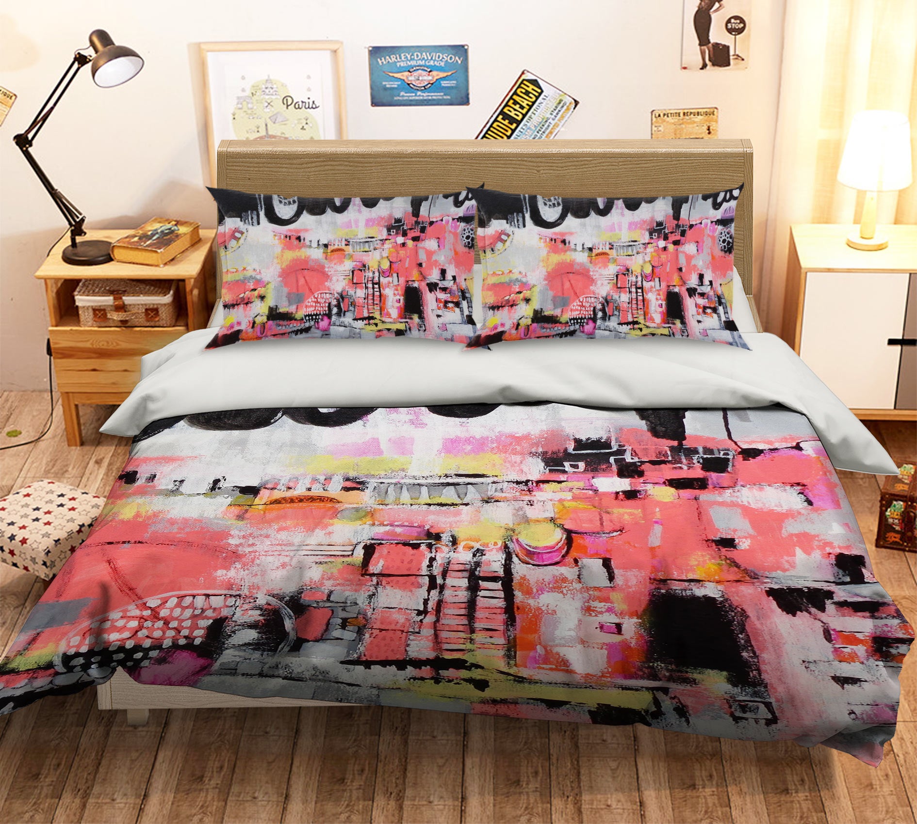 3D Pink Art Graffiti 1188 Misako Chida Bedding Bed Pillowcases Quilt Cover Duvet Cover