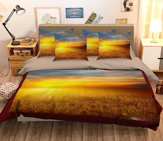 3D Gold Wheat 142 Bed Pillowcases Quilt Wallpaper AJ Wallpaper 