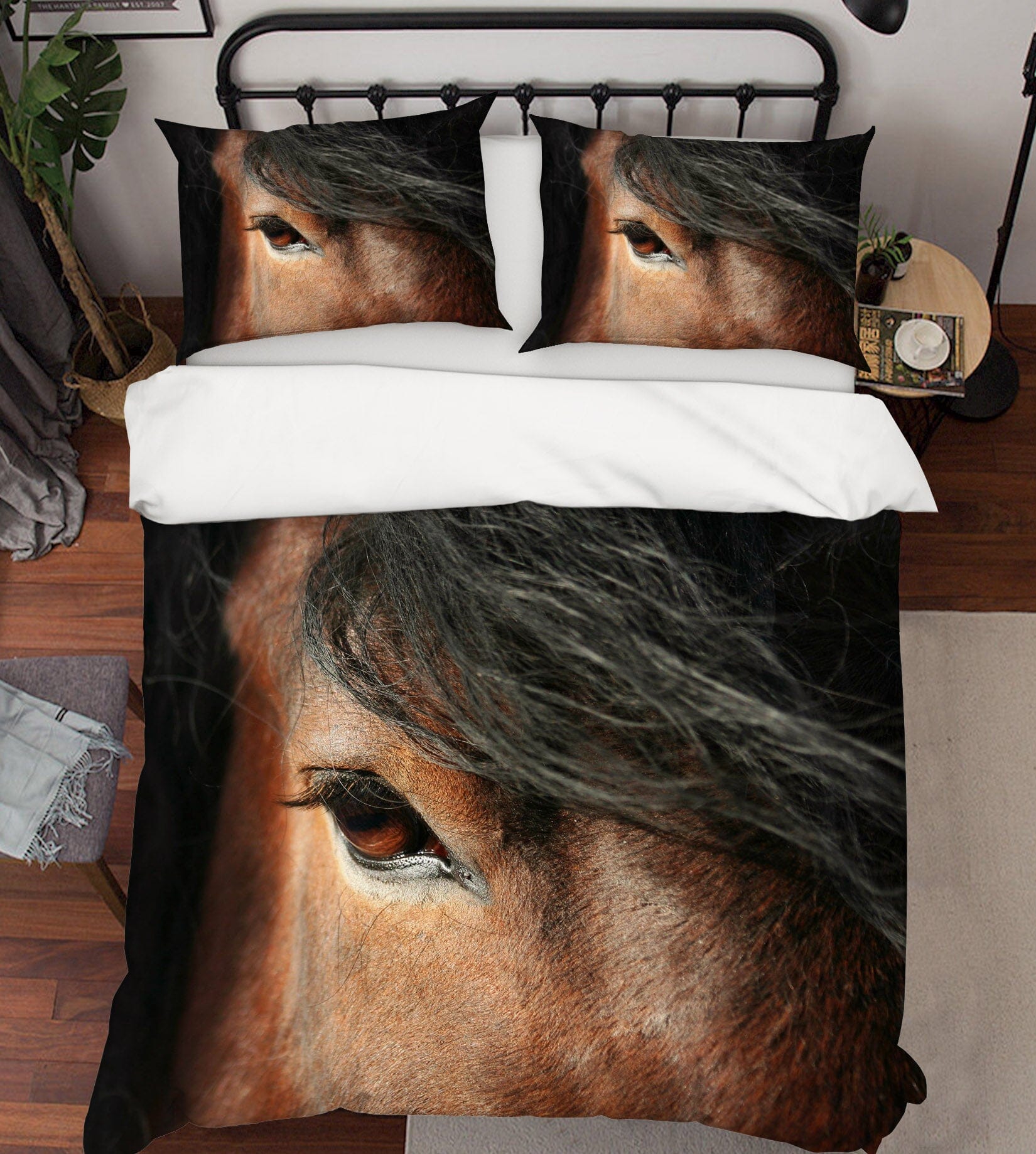 3D Horse Eye 1911 Bed Pillowcases Quilt Quiet Covers AJ Creativity Home 