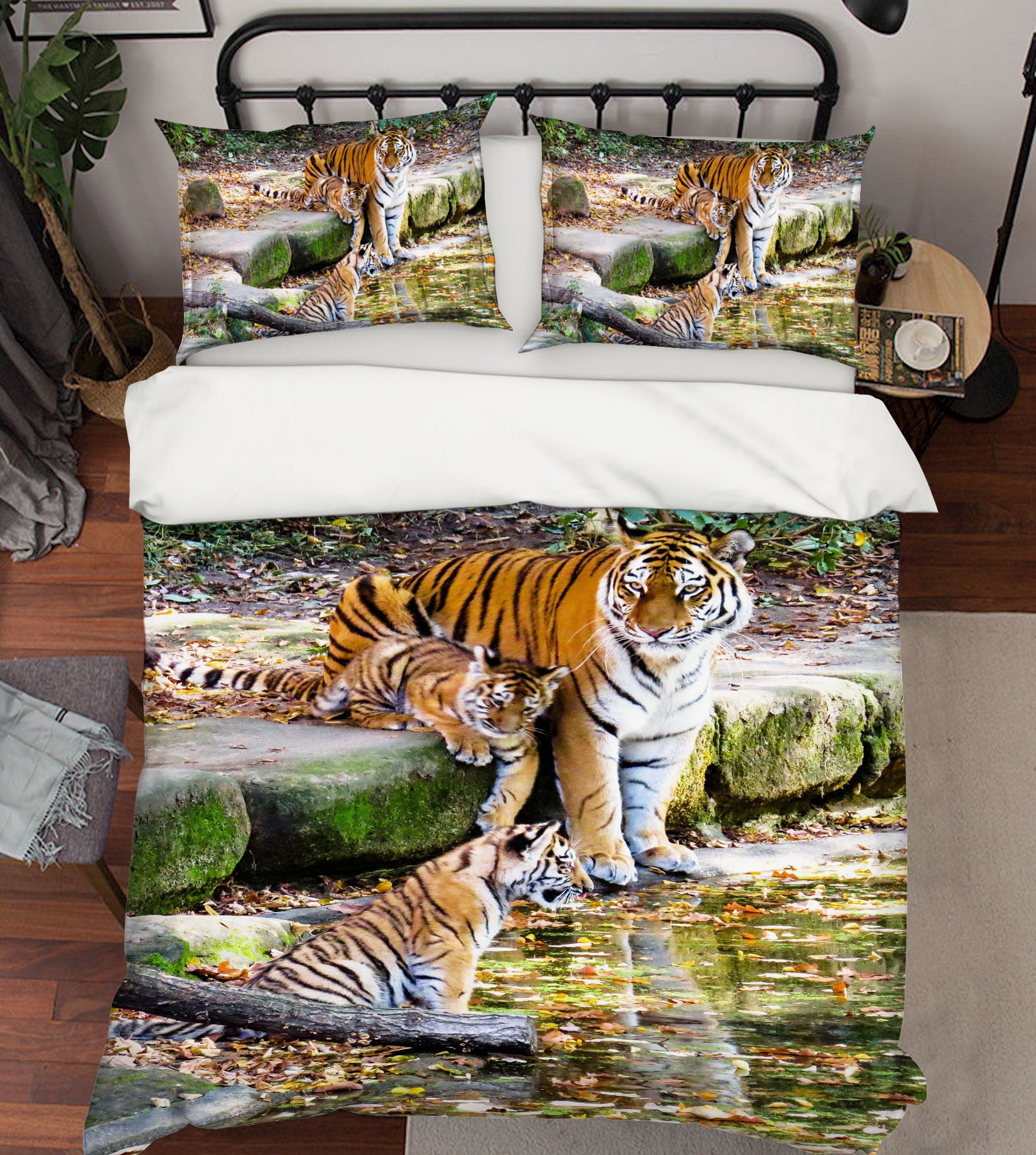 3D River Tiger 137 Bed Pillowcases Quilt