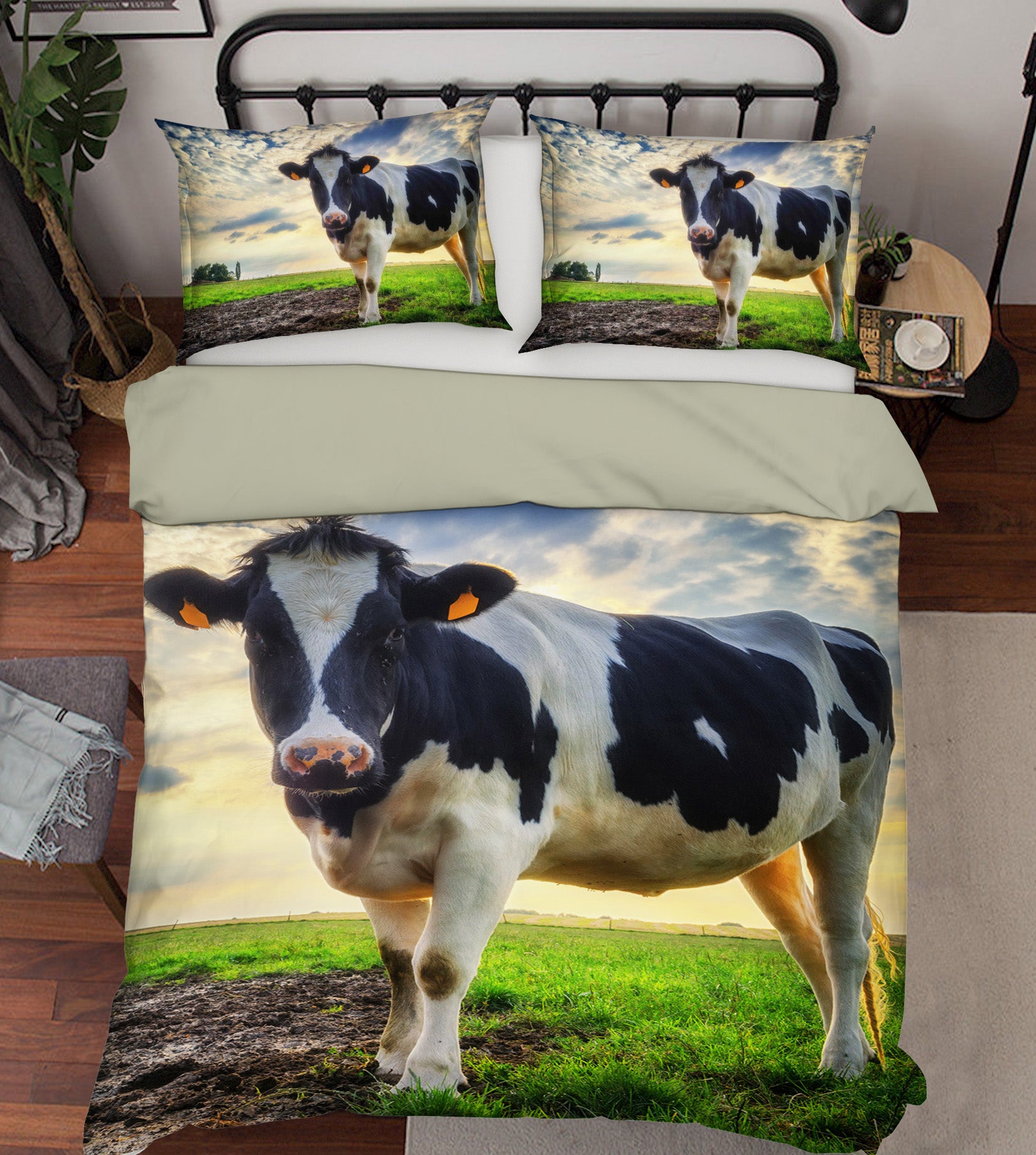 3D Pasture Cow 030 Bed Pillowcases Quilt