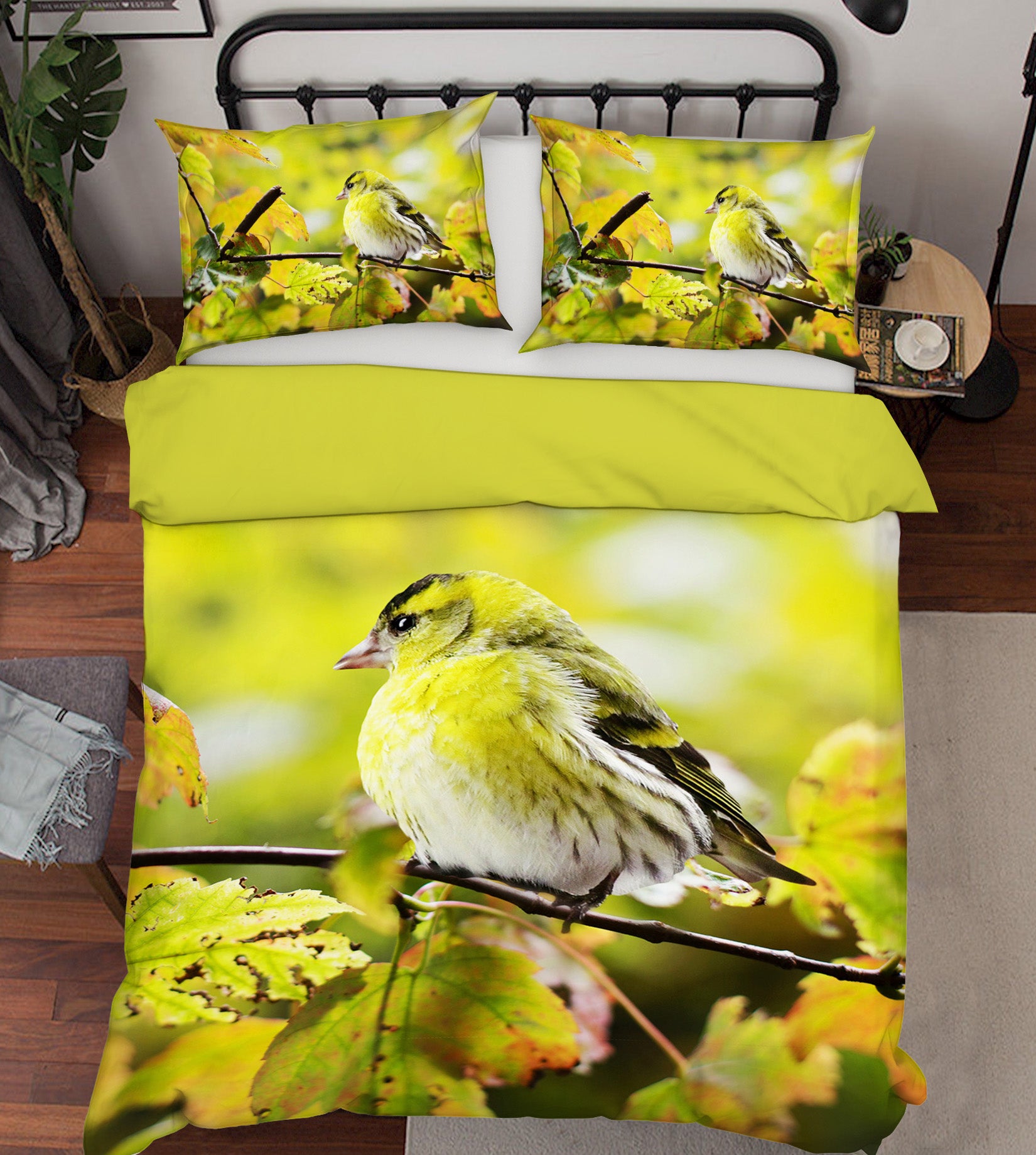 3D Green Kingfisher 024 Bed Pillowcases Quilt