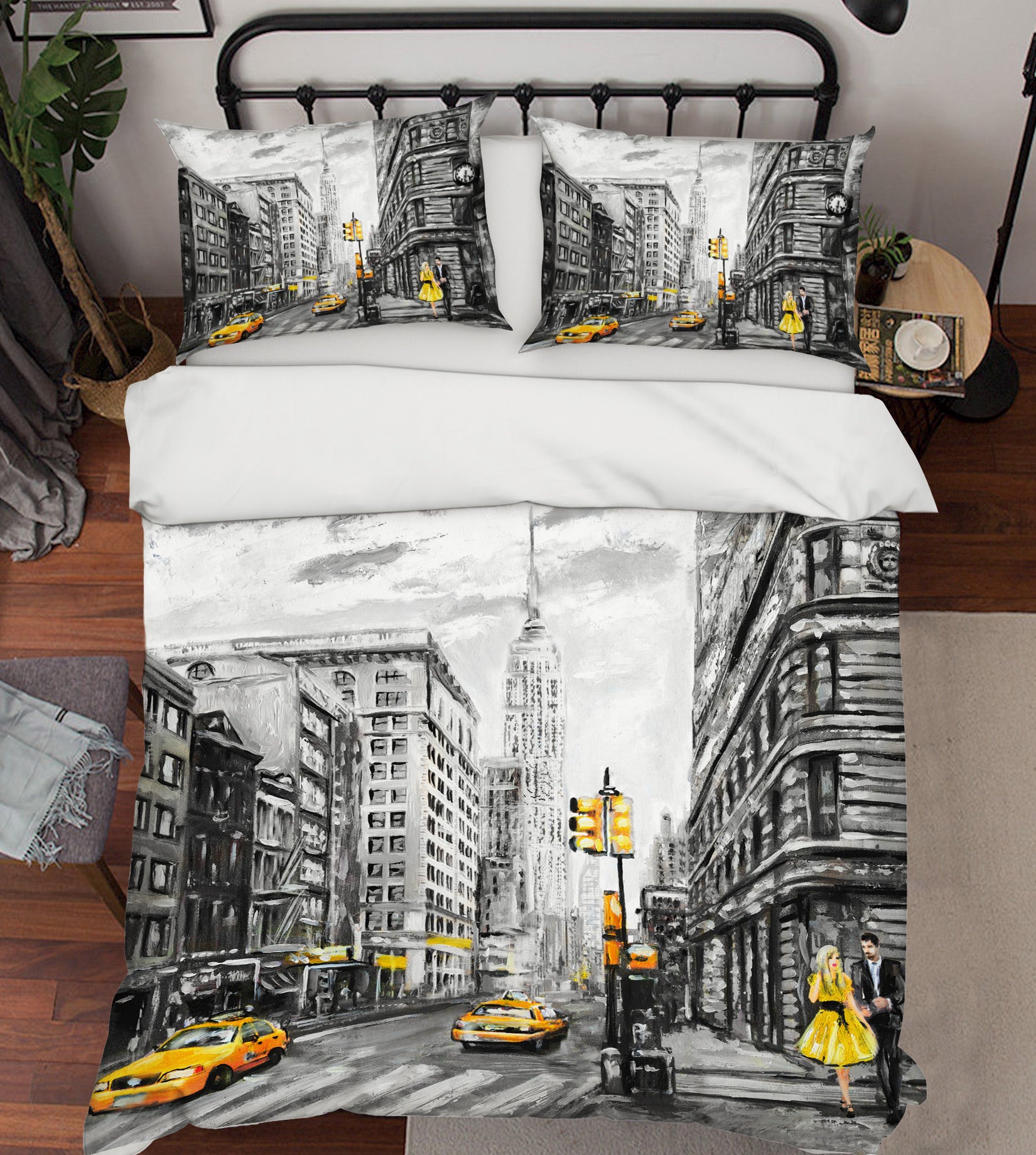 3D Taxi Street 039 Bed Pillowcases Quilt