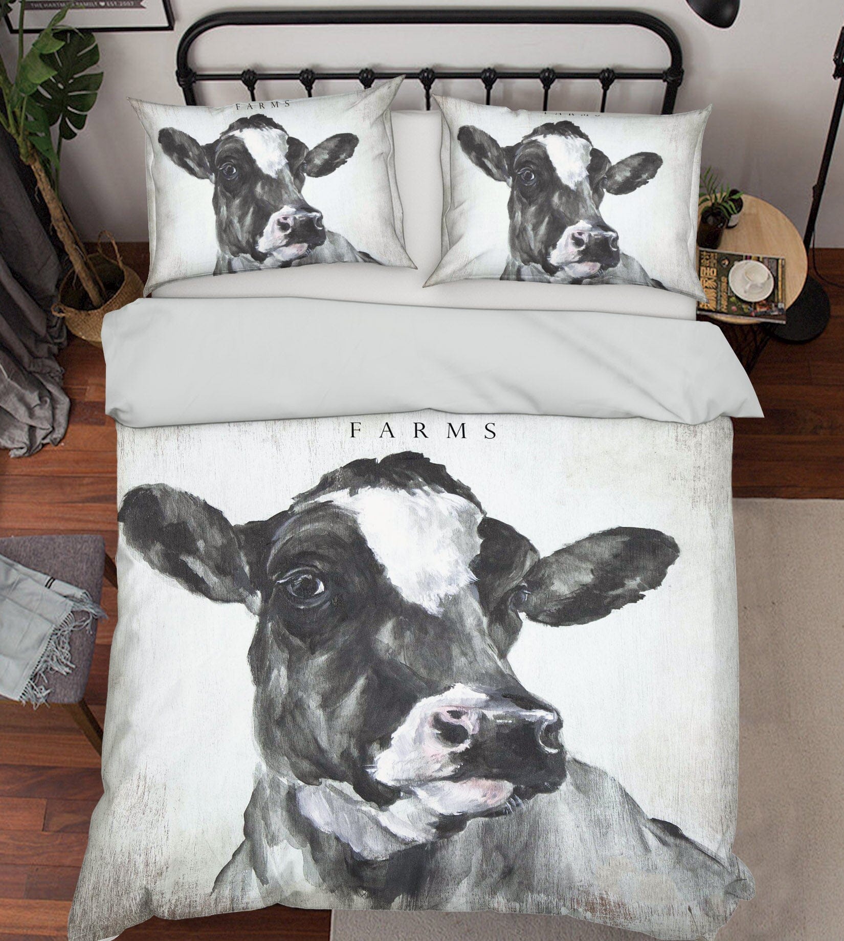 3D Sketch Cow 035 Debi Coules Bedding Bed Pillowcases Quilt Quiet Covers AJ Creativity Home 