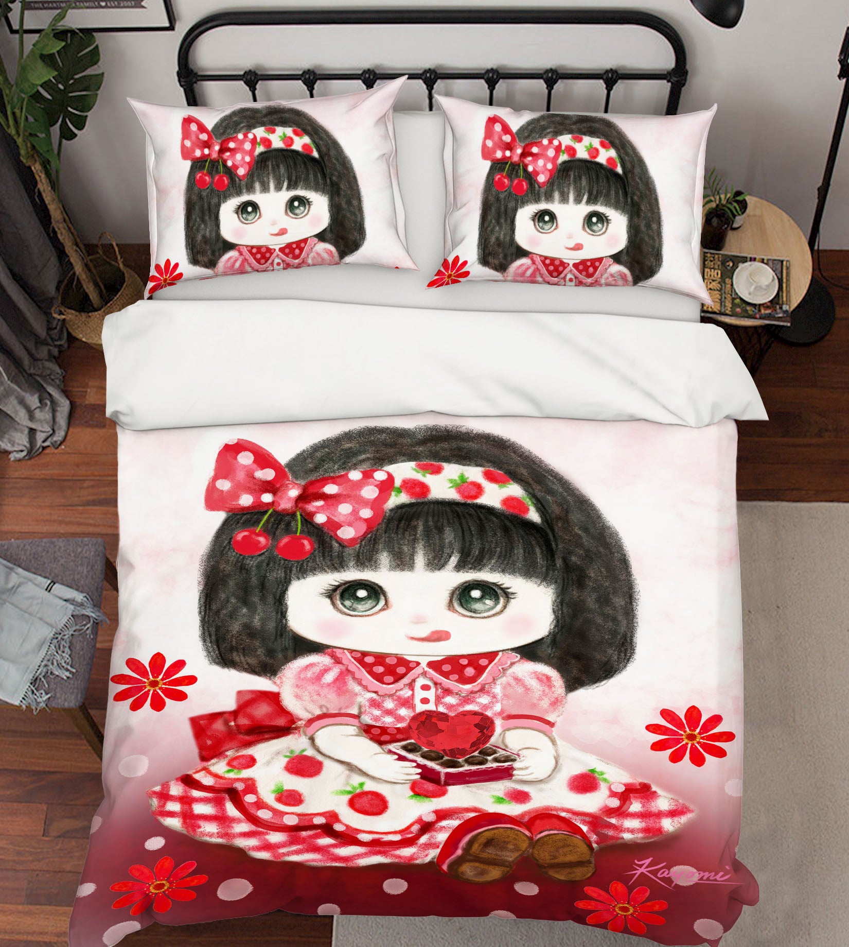 3D Strawberry Girl 5828 Kayomi Harai Bedding Bed Pillowcases Quilt Cover Duvet Cover