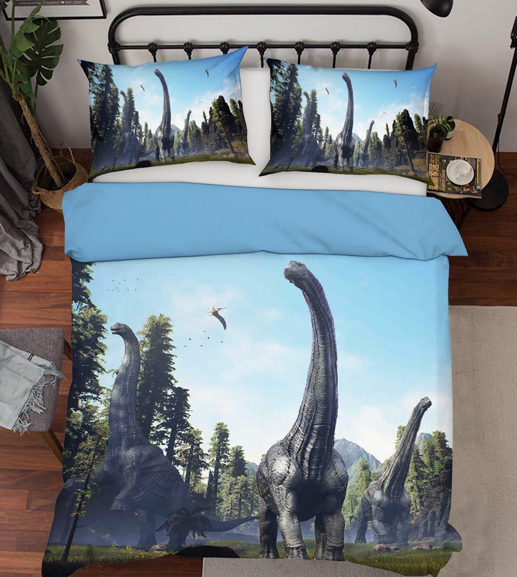 3D Pterosaur Brontosaurus 079 Bed Pillowcases Quilt Wallpaper AJ Wallpaper 