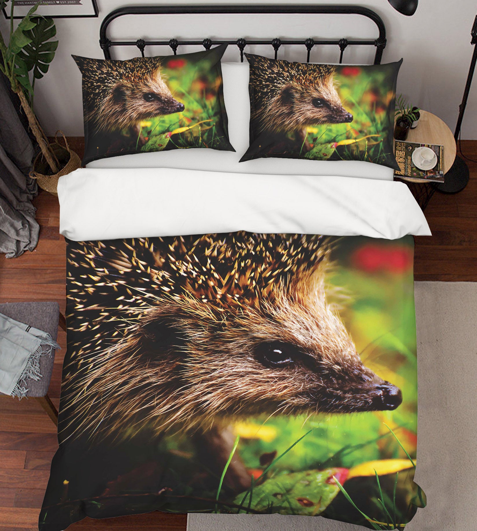 3D Hedgehog Leaves 058 Bed Pillowcases Quilt