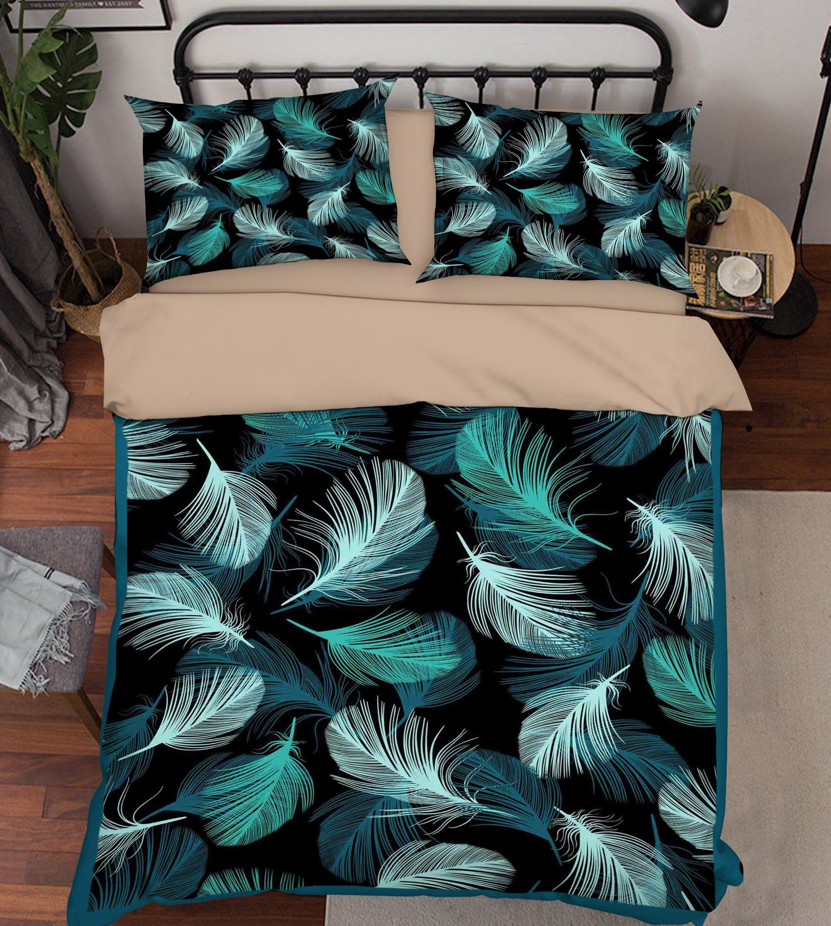 3D Scattered Feathers 017 Bed Pillowcases Quilt Wallpaper AJ Wallpaper 