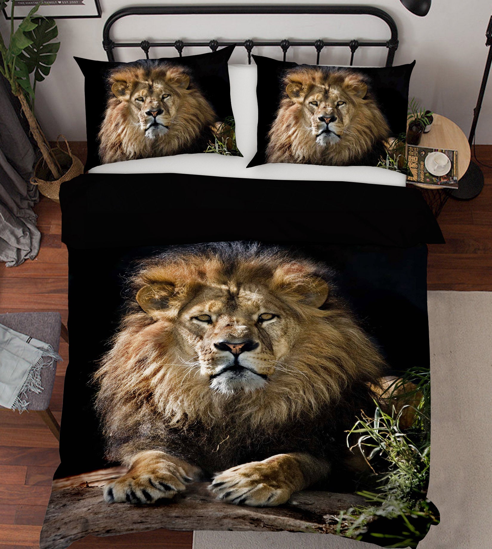 3D Big Lion 135 Bed Pillowcases Quilt