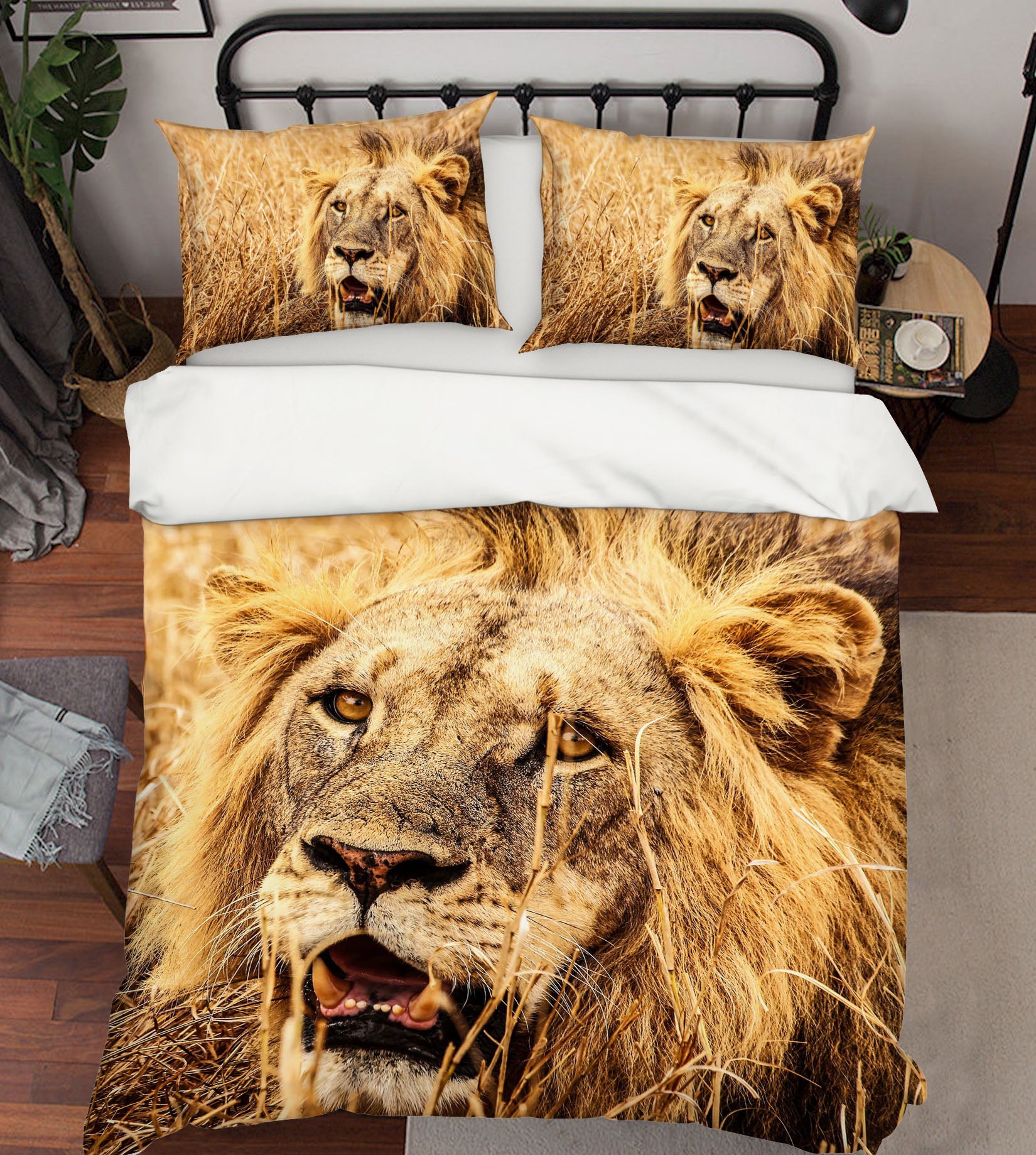 3D Yellow Lion 013 Bed Pillowcases Quilt