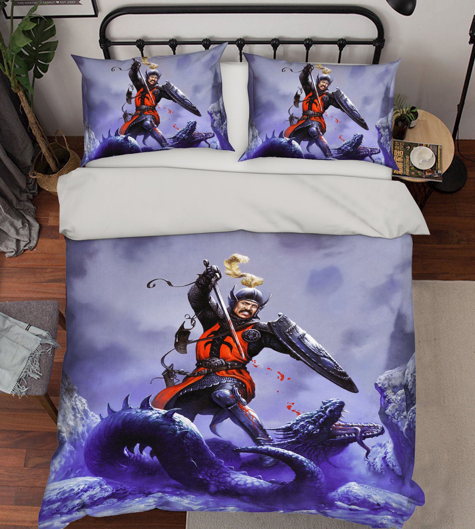 3D Warrior Kills Dragon 6189 Ciruelo Bedding Bed Pillowcases Quilt