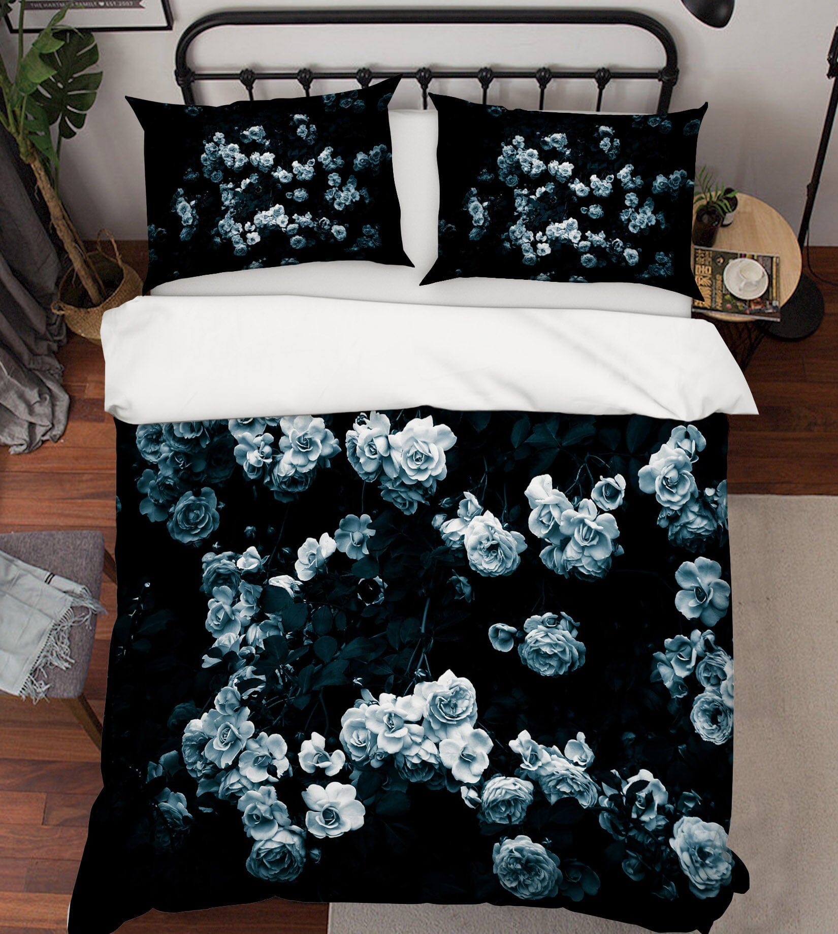 3D White Rose 2003 Noirblanc777 Bedding Bed Pillowcases Quilt Quiet Covers AJ Creativity Home 