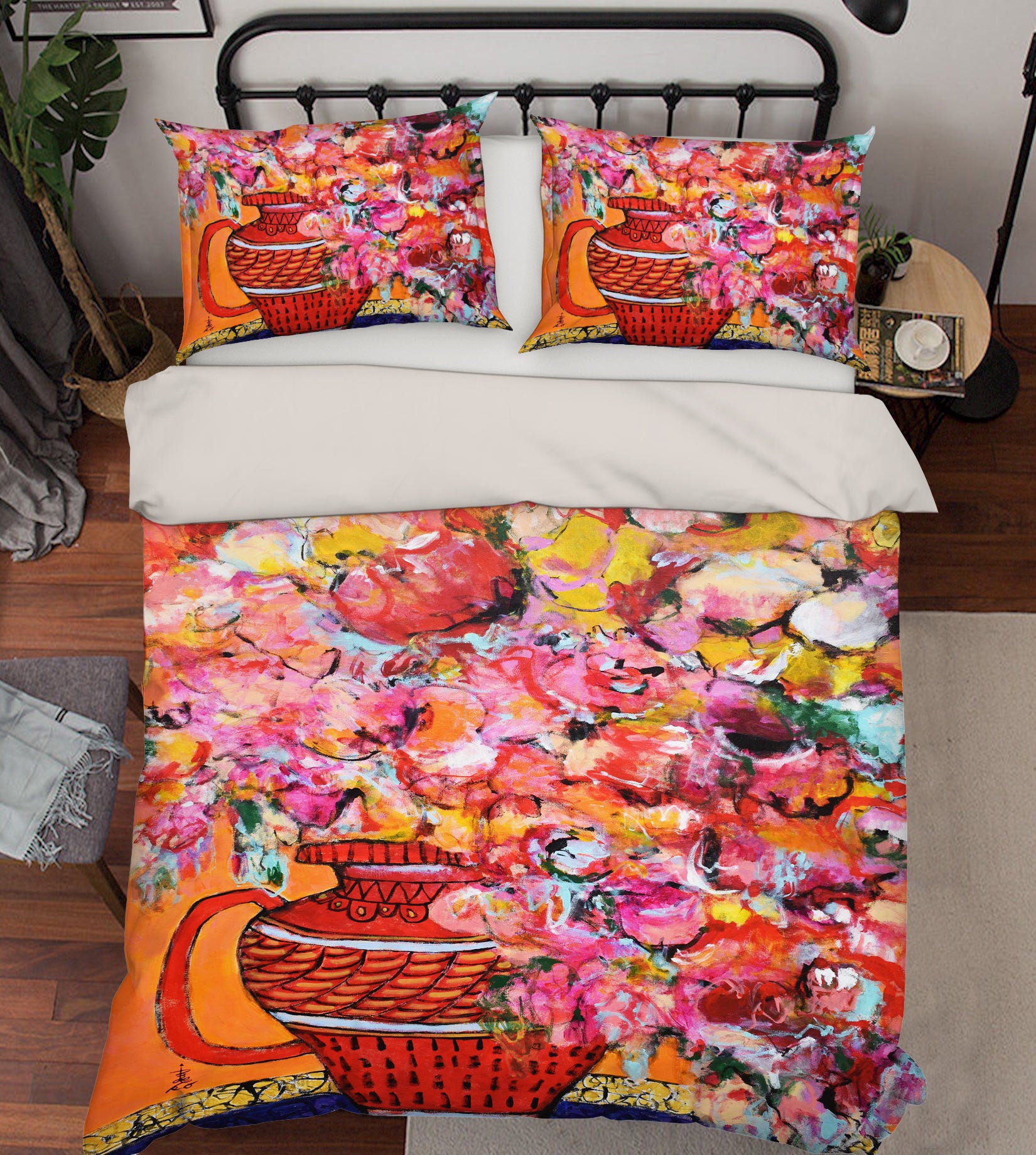 3D Red Painted Flowers 1187 Misako Chida Bedding Bed Pillowcases Quilt Cover Duvet Cover