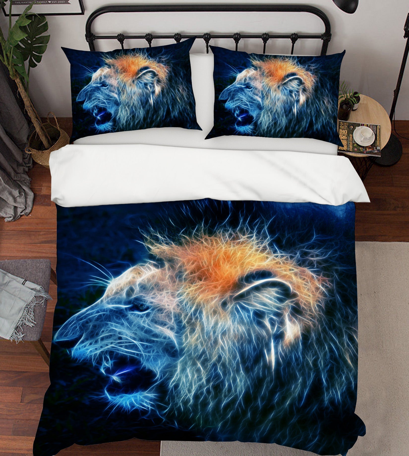 3D Lion Head 21058 Bed Pillowcases Quilt