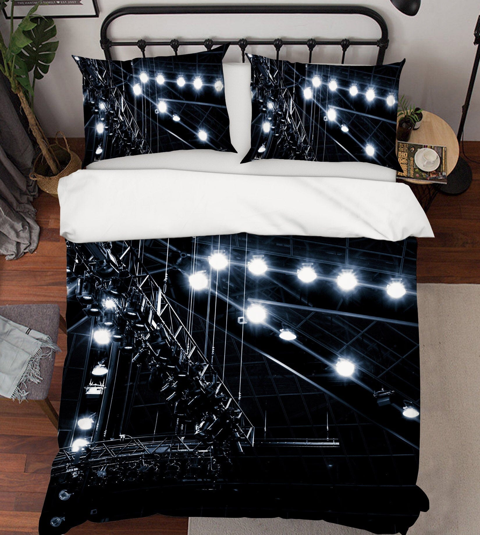 3D Steel Frame Lighting 2016 Noirblanc777 Bedding Bed Pillowcases Quilt Quiet Covers AJ Creativity Home 