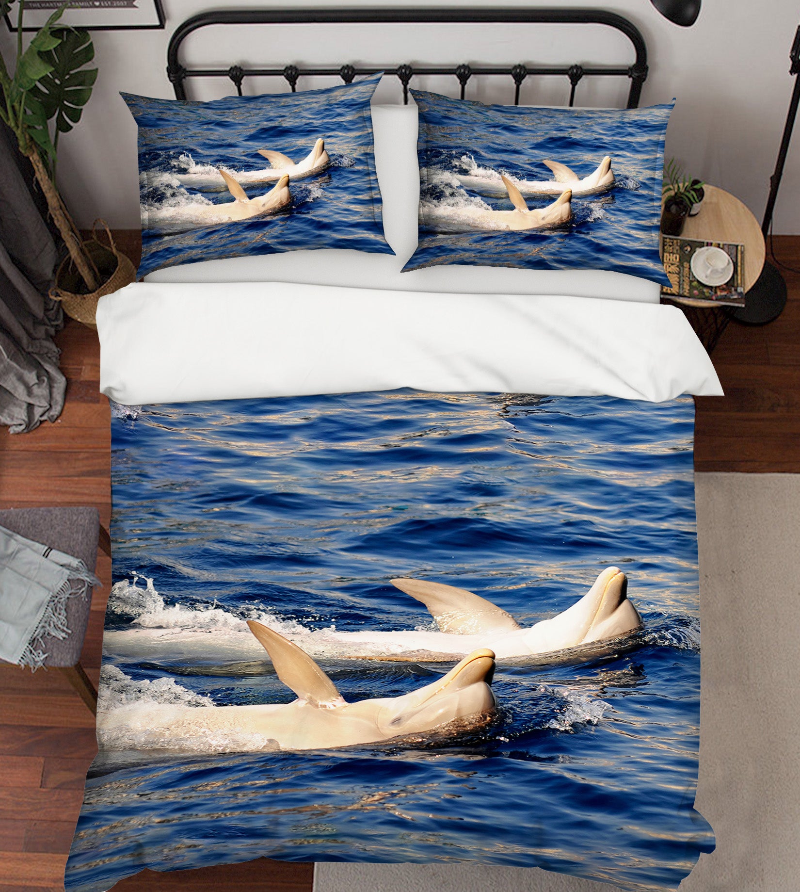 3D Sea Dolphin 19220 Bed Pillowcases Quilt