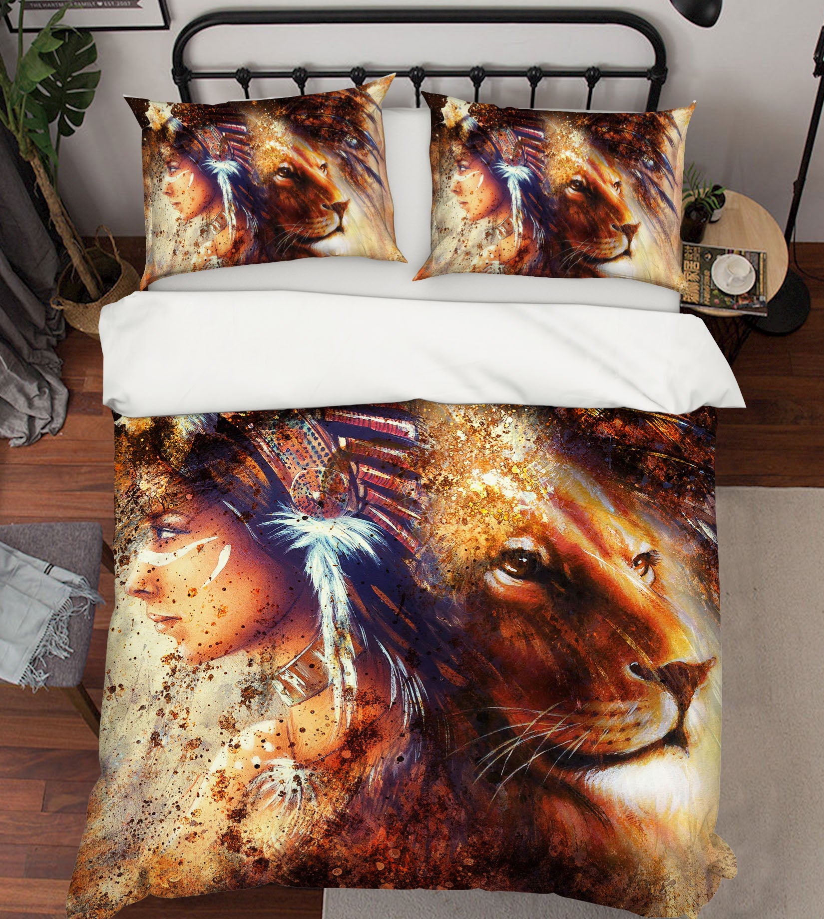 3D Lion Girl 121 Bed Pillowcases Quilt