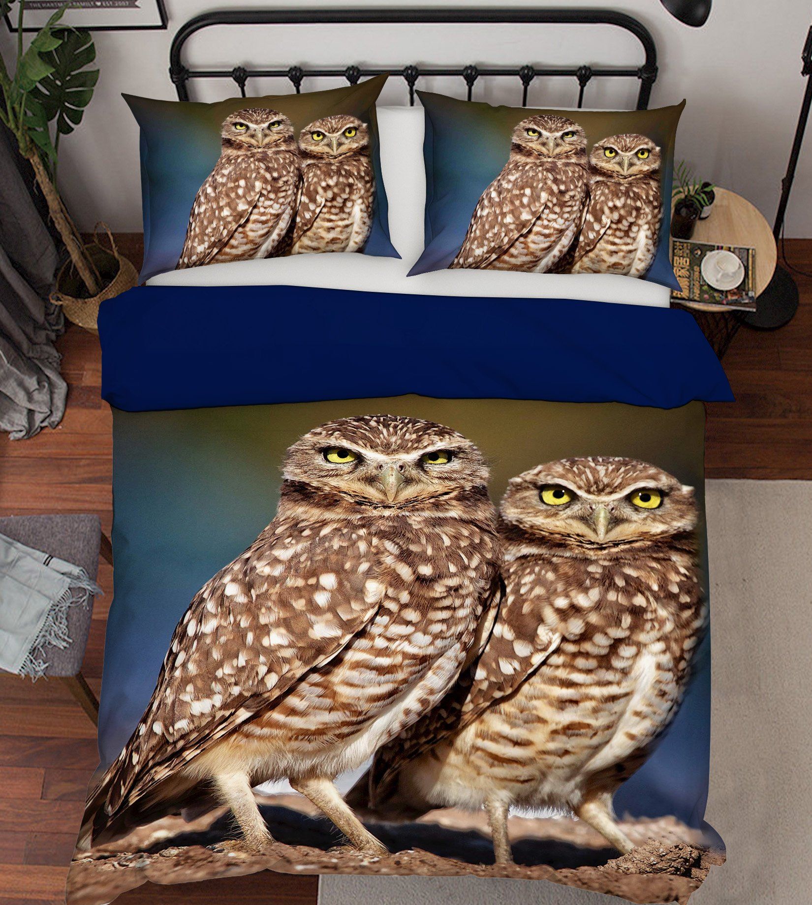 3D Burrowing Owl Buddies 2106 Kathy Barefield Bedding Bed Pillowcases Quilt Quiet Covers AJ Creativity Home 