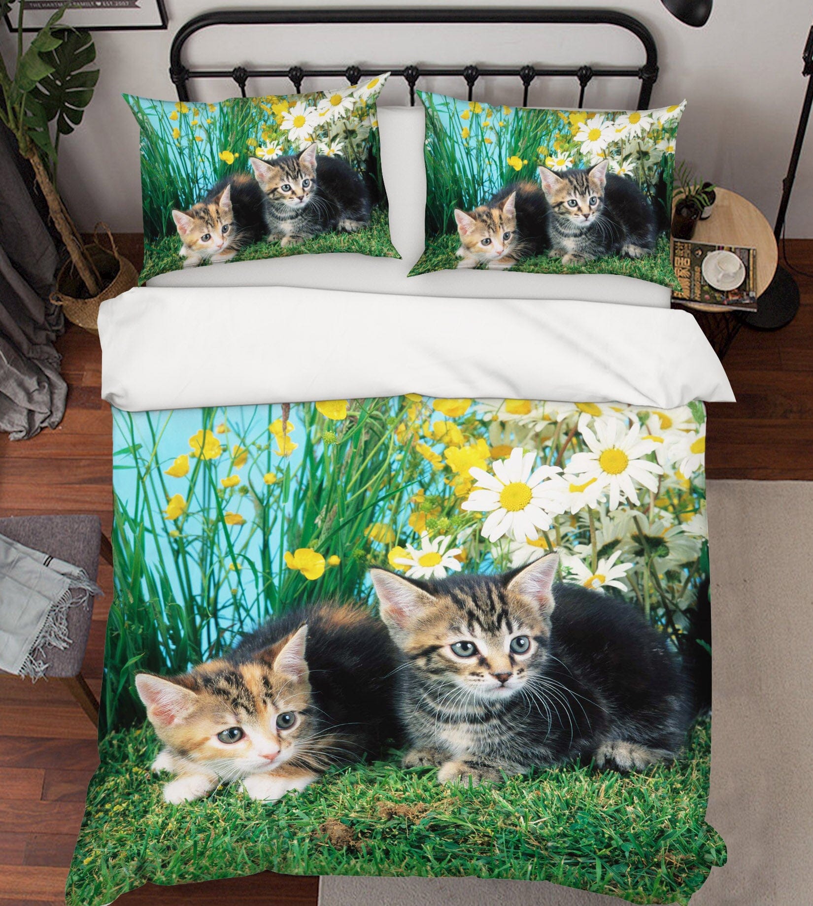 3D Cat Chrysanthemum 1902 Bed Pillowcases Quilt Quiet Covers AJ Creativity Home 