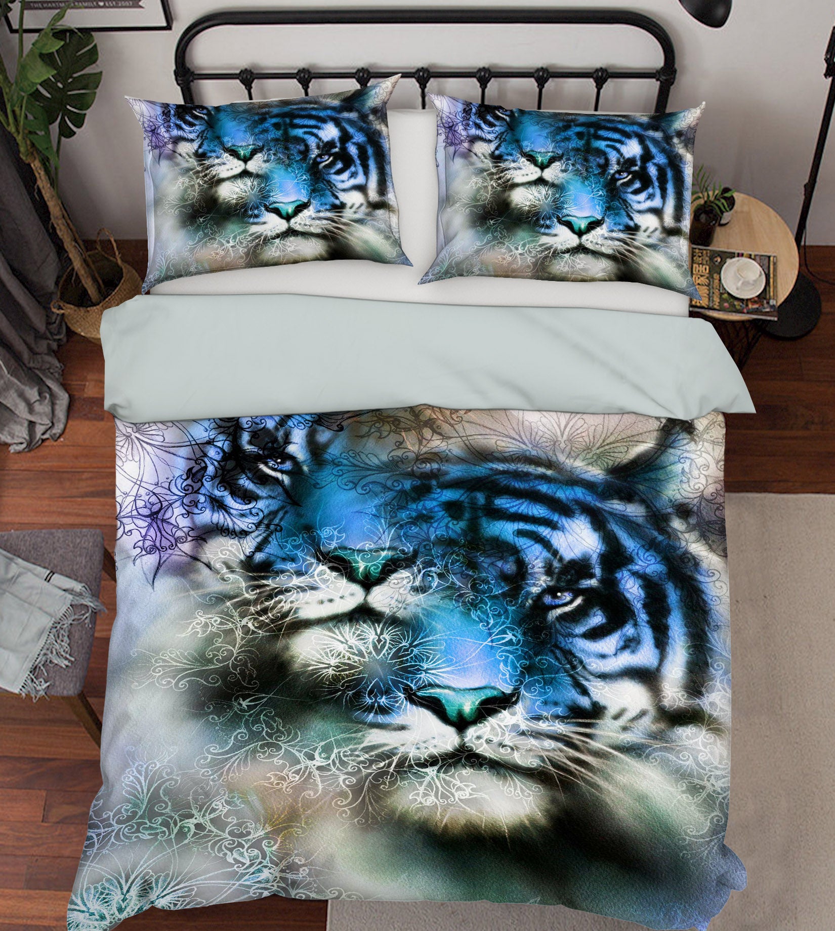 3D Blue Tiger 119 Bed Pillowcases Quilt