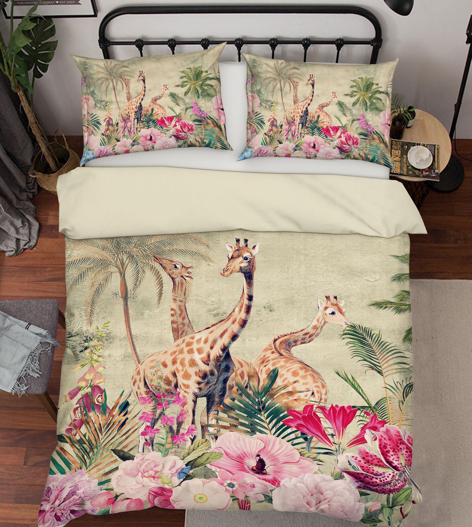3D Giraffe Flower Bush 18152 Uta Naumann Bedding Bed Pillowcases Quilt