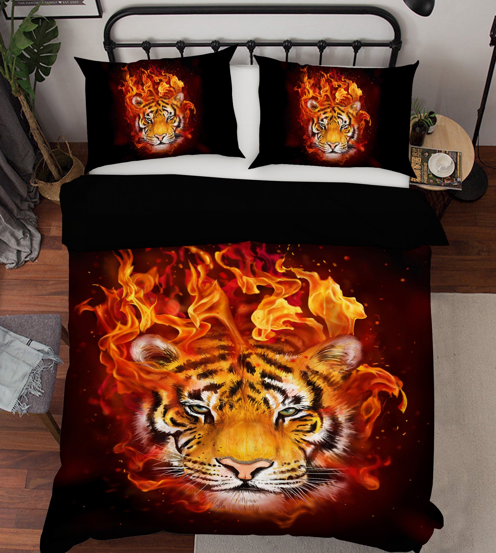 3D Flame Tiger 108 Bed Pillowcases Quilt