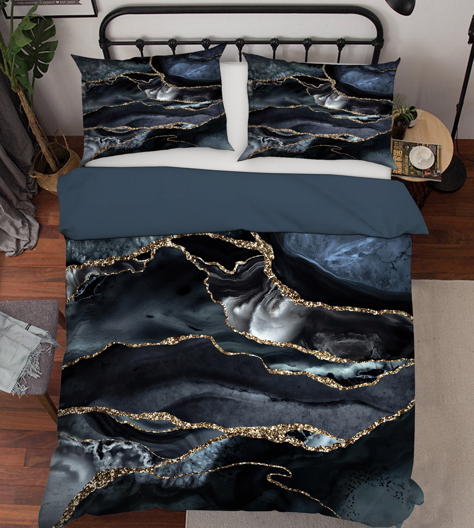 3D Black Gold Rim Marble 18129 Uta Naumann Bedding Bed Pillowcases Quilt