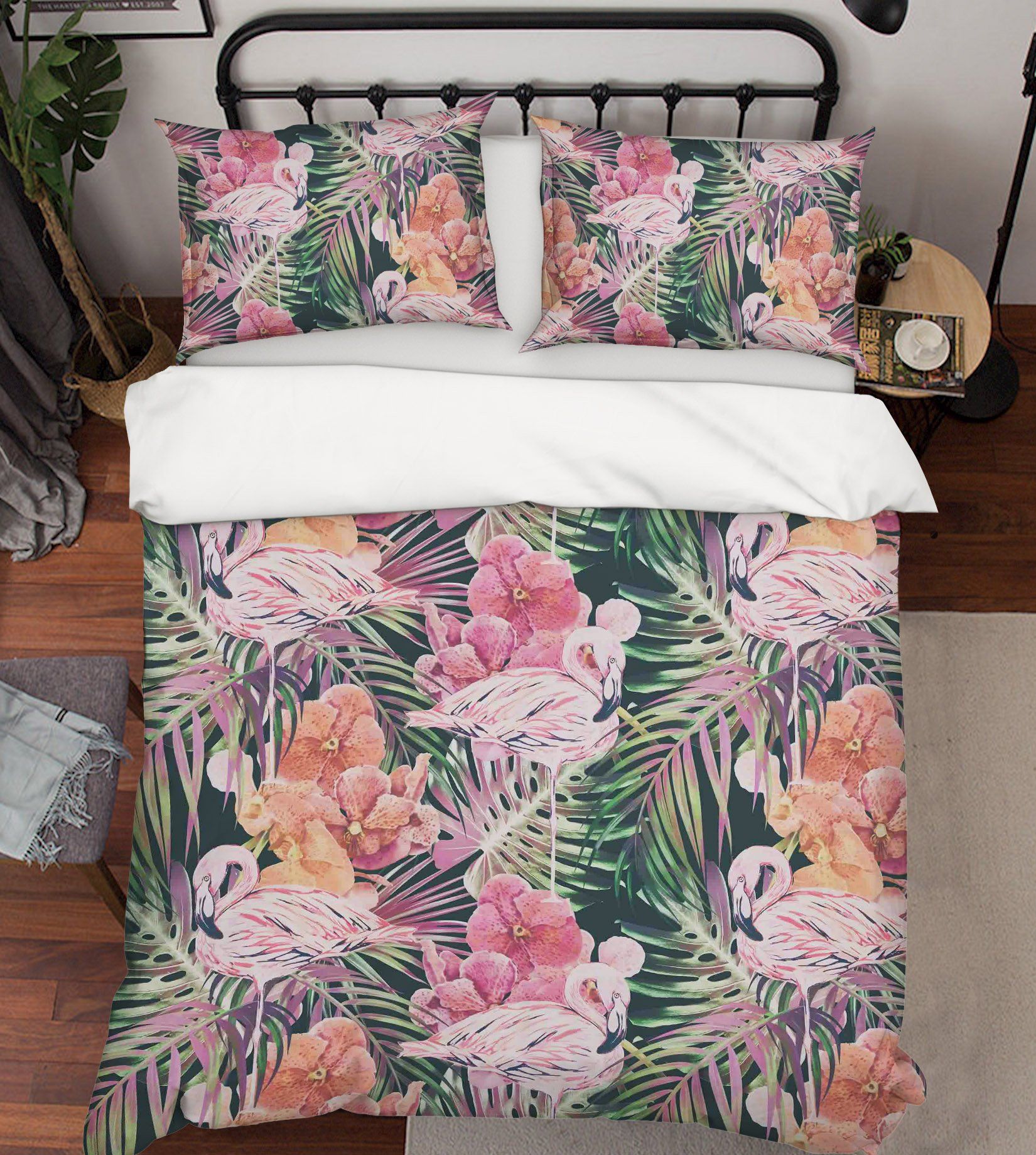 3D Flower Flamingo 047 Bed Pillowcases Quilt Wallpaper AJ Wallpaper 