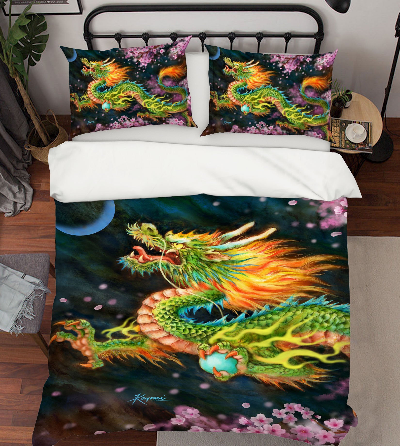 3D Peach Blossom Dragon 5925 Kayomi Harai Bedding Bed Pillowcases Quilt Cover Duvet Cover