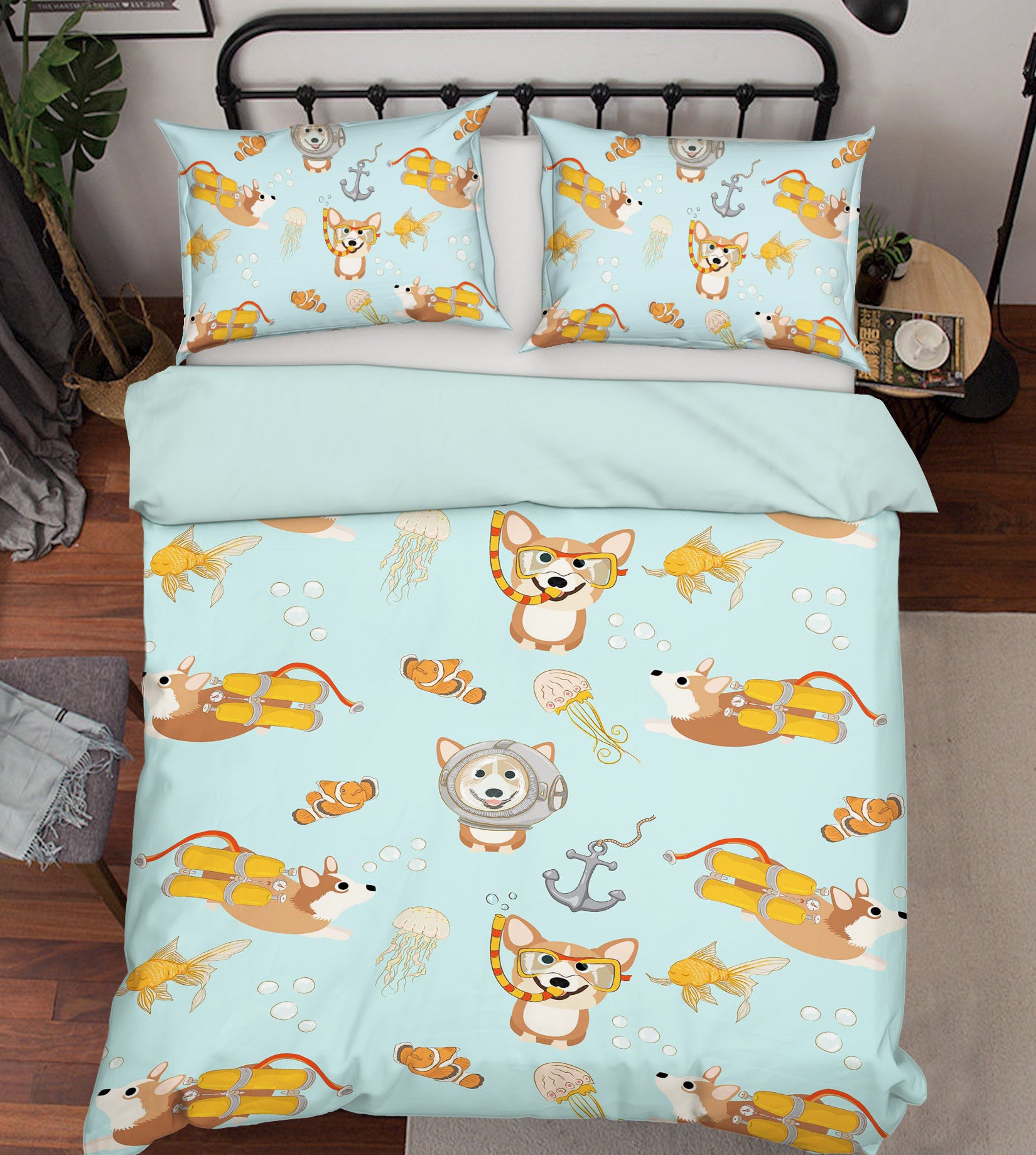 3D Corgi Jellyfish 208 Uta Naumann Bedding Bed Pillowcases Quilt