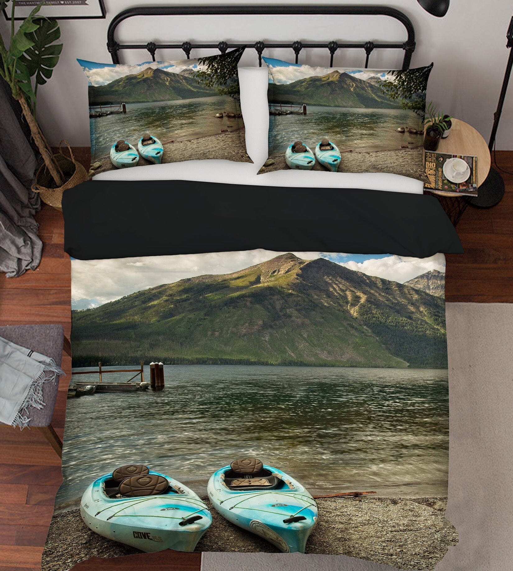 3D Lake Boat 2111 Kathy Barefield Bedding Bed Pillowcases Quilt Quiet Covers AJ Creativity Home 