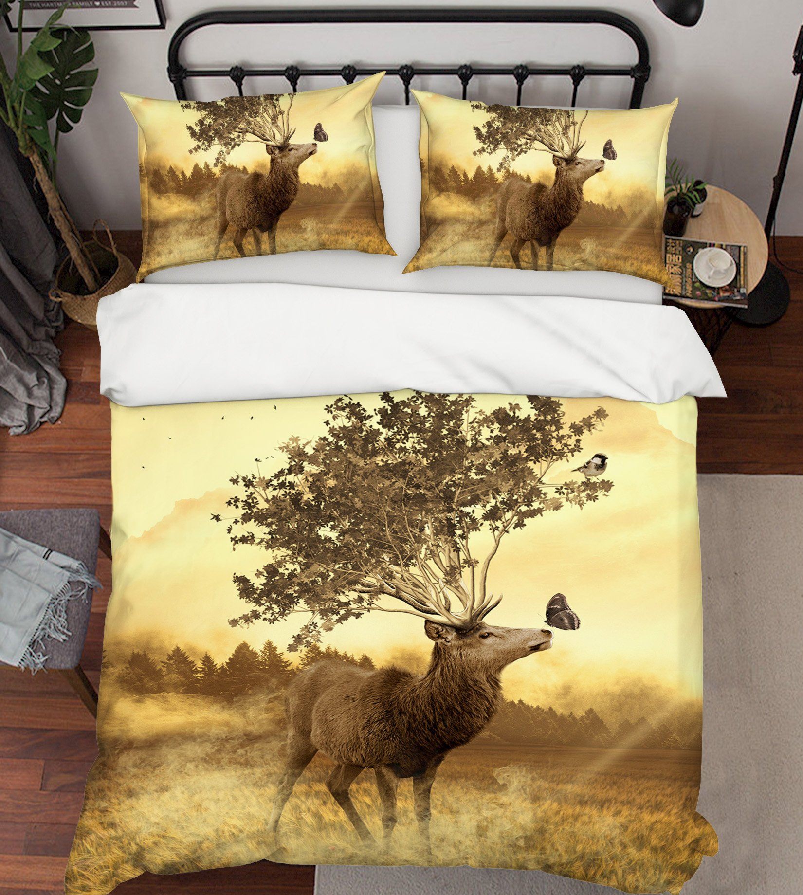 3D Grassland Elk 1955 Bed Pillowcases Quilt Quiet Covers AJ Creativity Home 