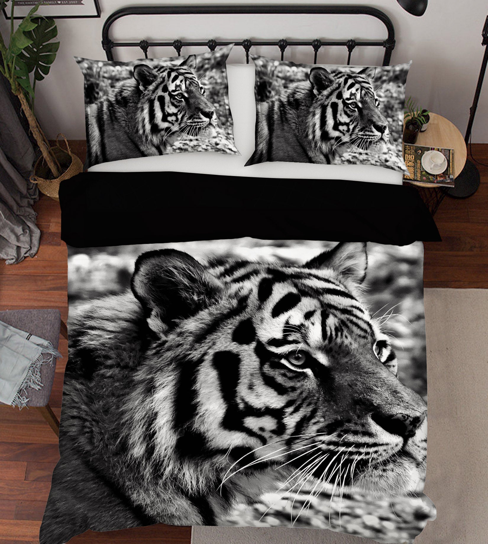 3D Black Tiger 138 Bed Pillowcases Quilt