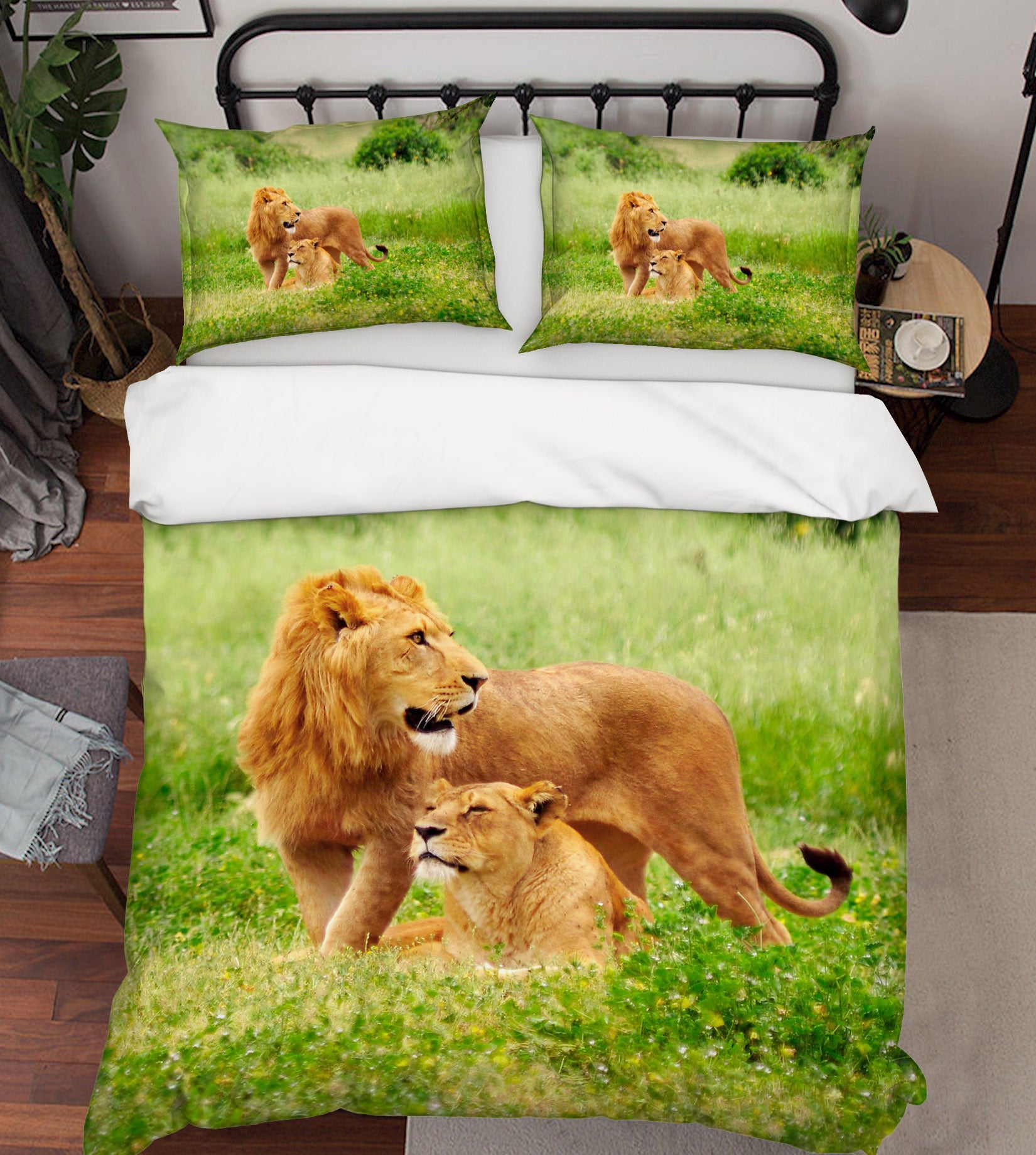 3D Park Lion 136 Bed Pillowcases Quilt