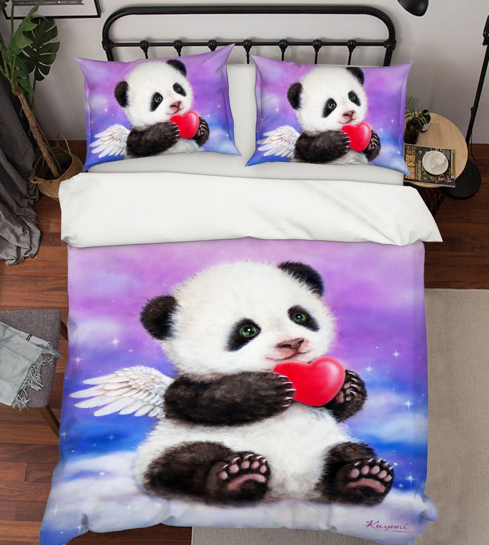 3D Love Panda Angel 5843 Kayomi Harai Bedding Bed Pillowcases Quilt Cover Duvet Cover