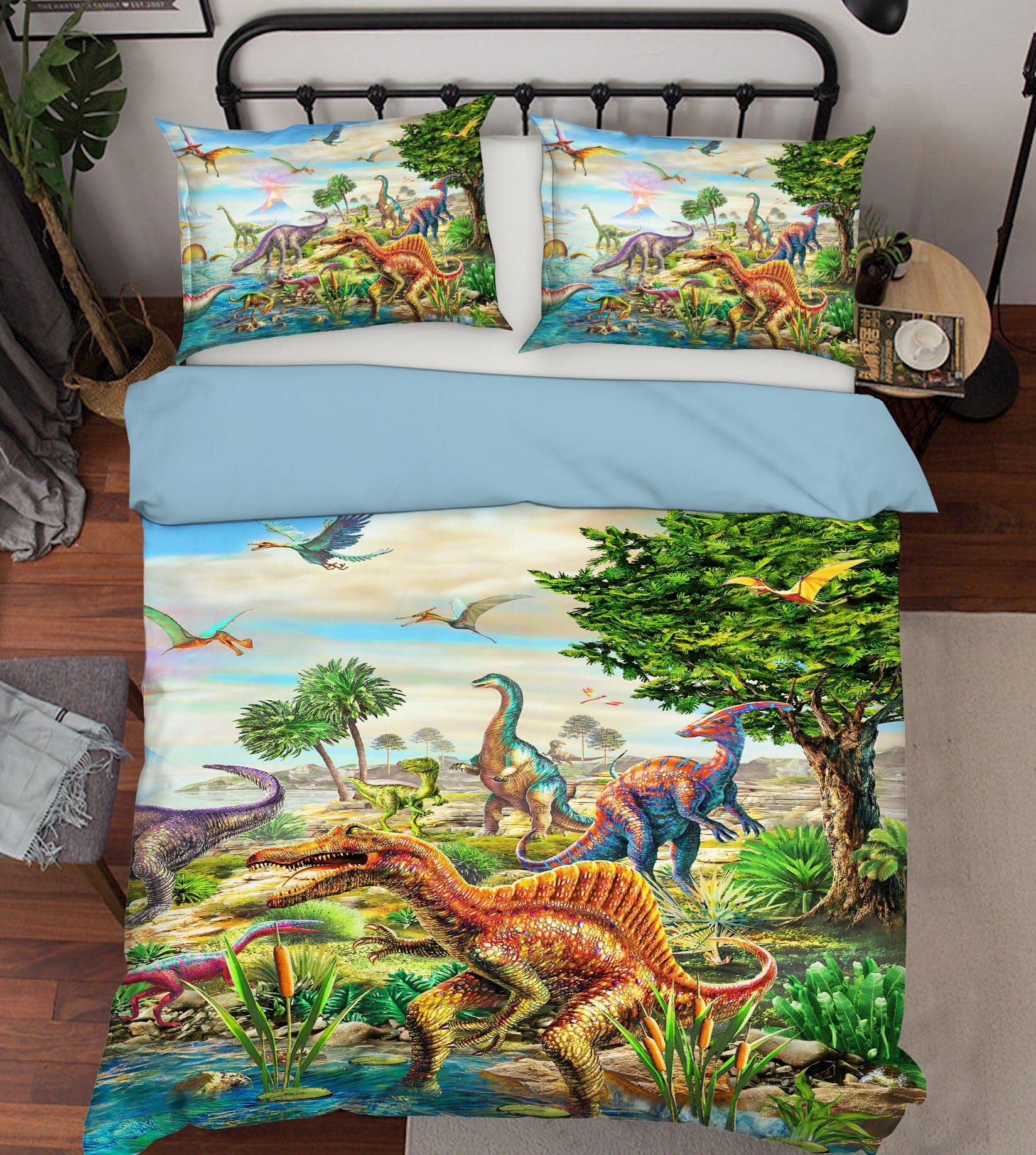 3D Dinosaur World 2044 Adrian Chesterman Bedding Bed Pillowcases Quilt Quiet Covers AJ Creativity Home 