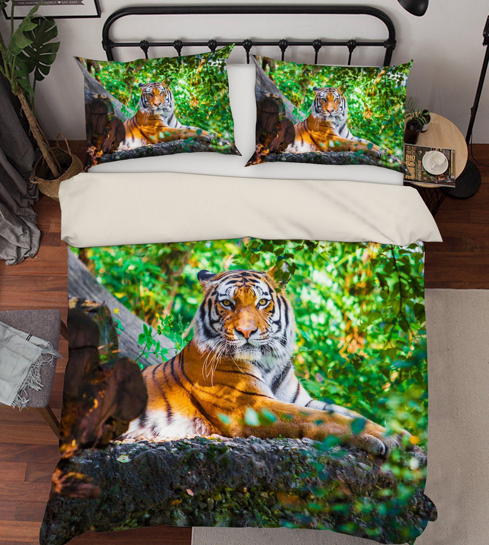 3D Wood Tiger 128 Bed Pillowcases Quilt