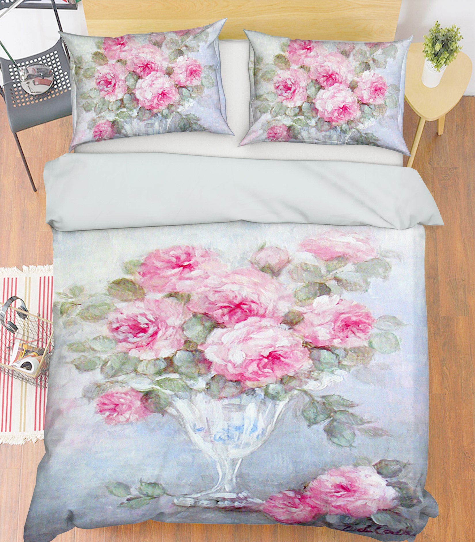 3D Pink Flower Glass Vase 2114 Debi Coules Bedding Bed Pillowcases Quilt