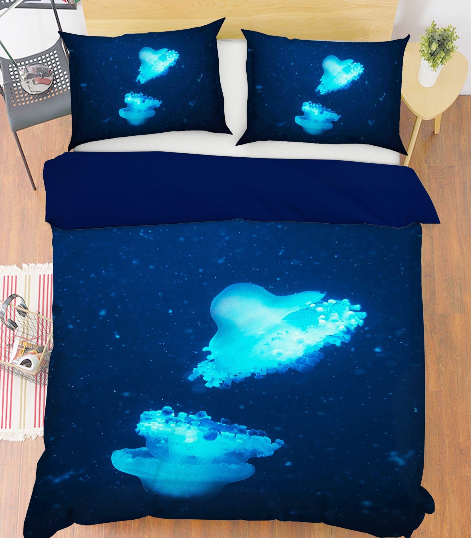 3D Blue Jellyfish 036 Bed Pillowcases Quilt