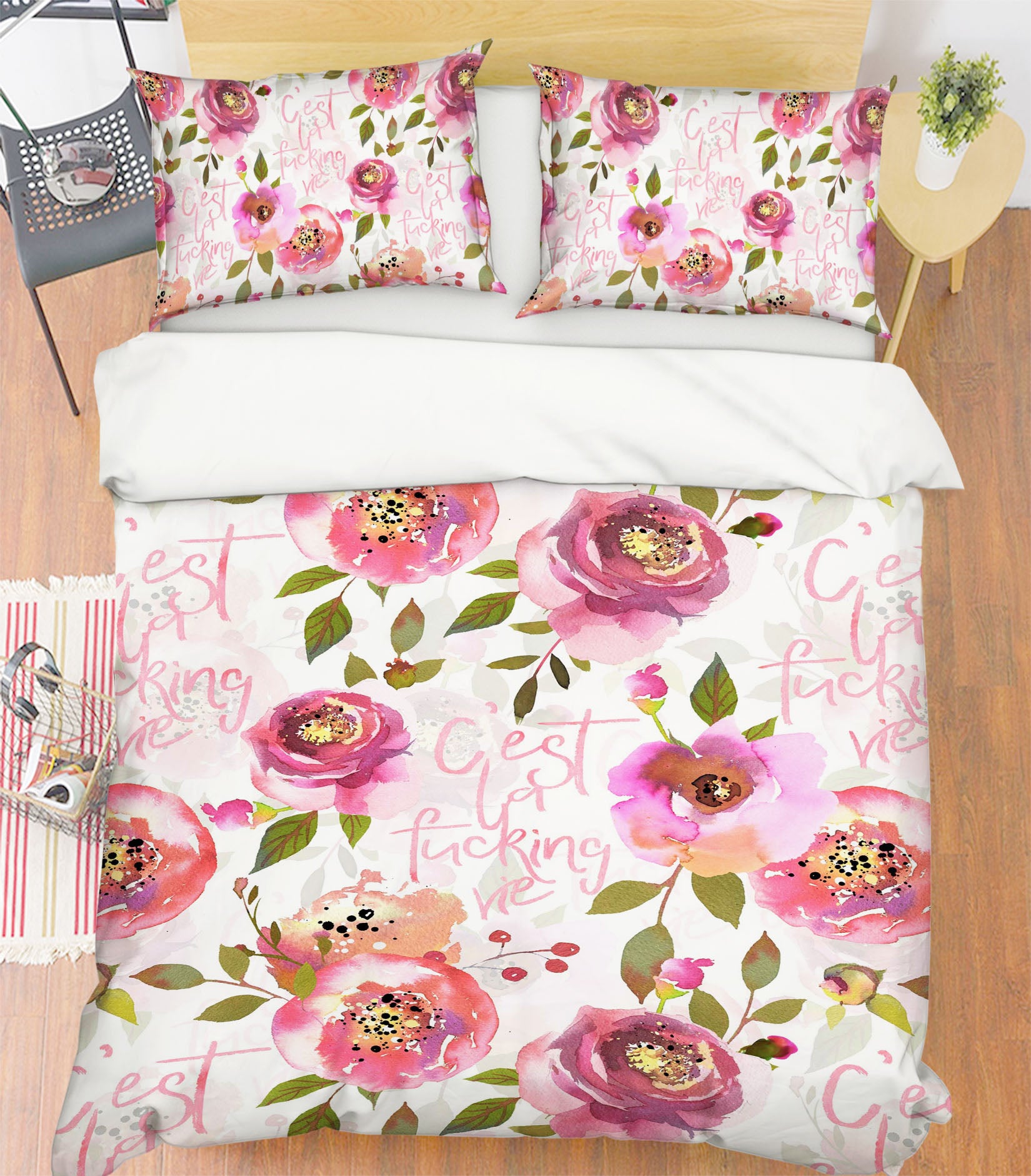 3D Graffiti Red Flower 057 Uta Naumann Bedding Bed Pillowcases Quilt