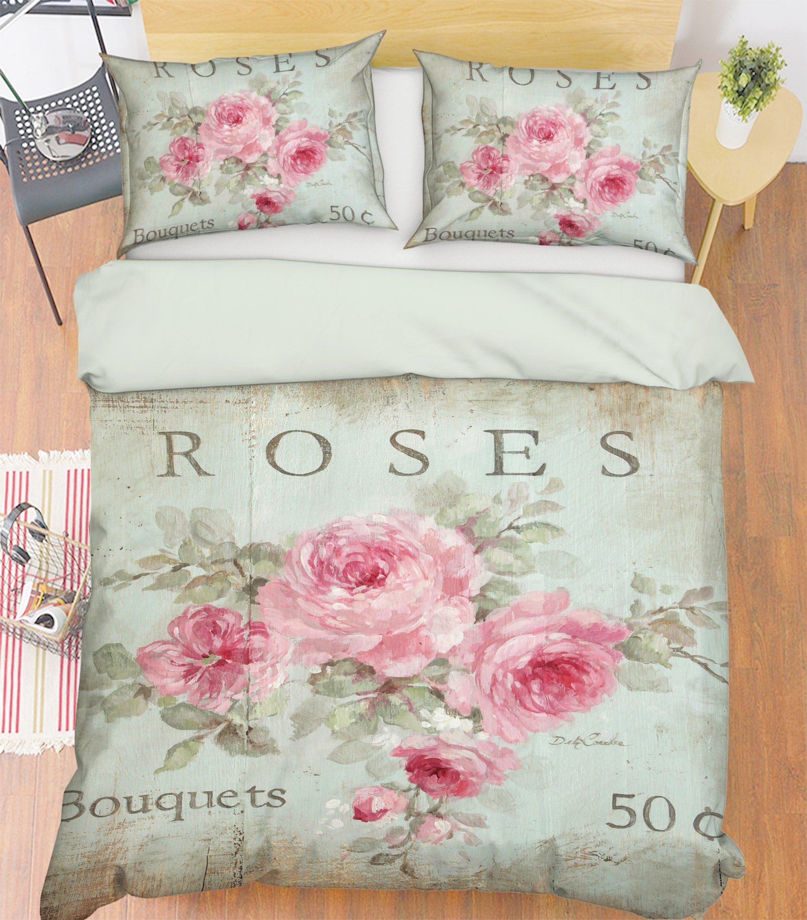 3D Flower Pink Letter 2130 Debi Coules Bedding Bed Pillowcases Quilt