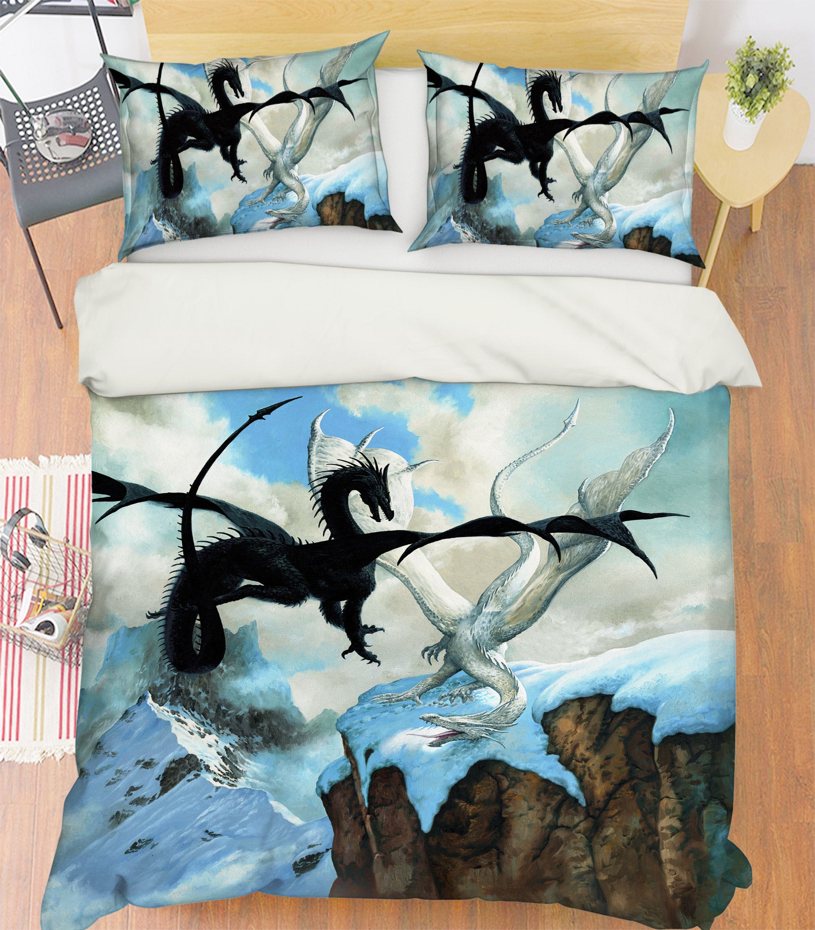 3D Black White Dragon 6224 Ciruelo Bedding Bed Pillowcases Quilt