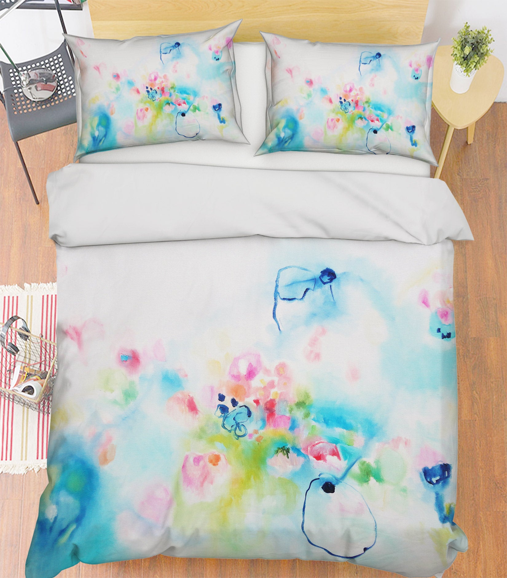 3D Pink Blue Flower 1193 Misako Chida Bedding Bed Pillowcases Quilt Cover Duvet Cover